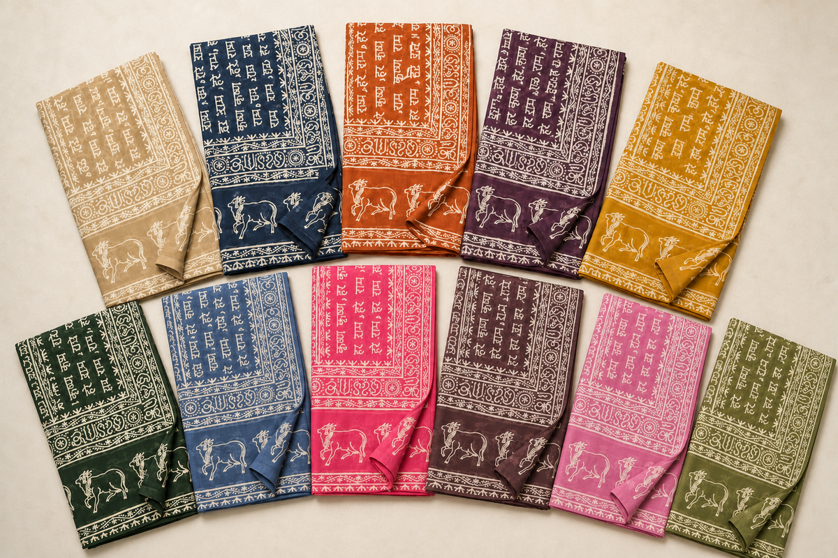 Harinam Cow Print Cotton Chadar | Assorted Colors