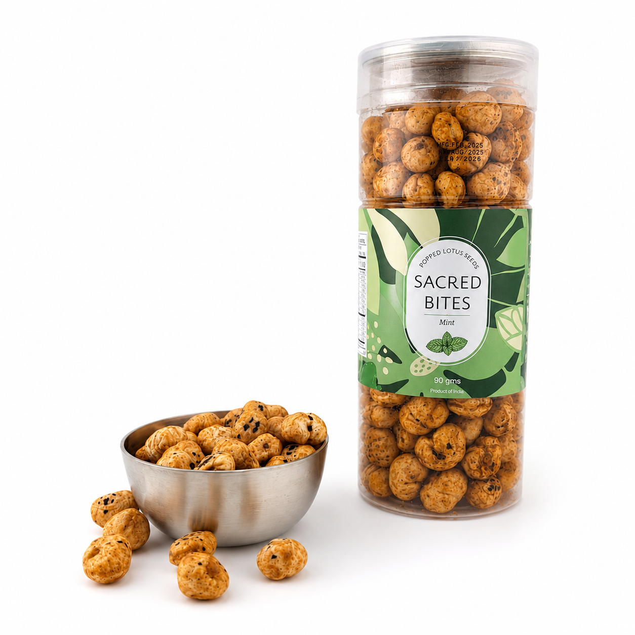 Sacred Bites Roasted Makhana Lotus Seeds 90 g | Crunchy Indian Fox Nut Snack in 3 Flavors