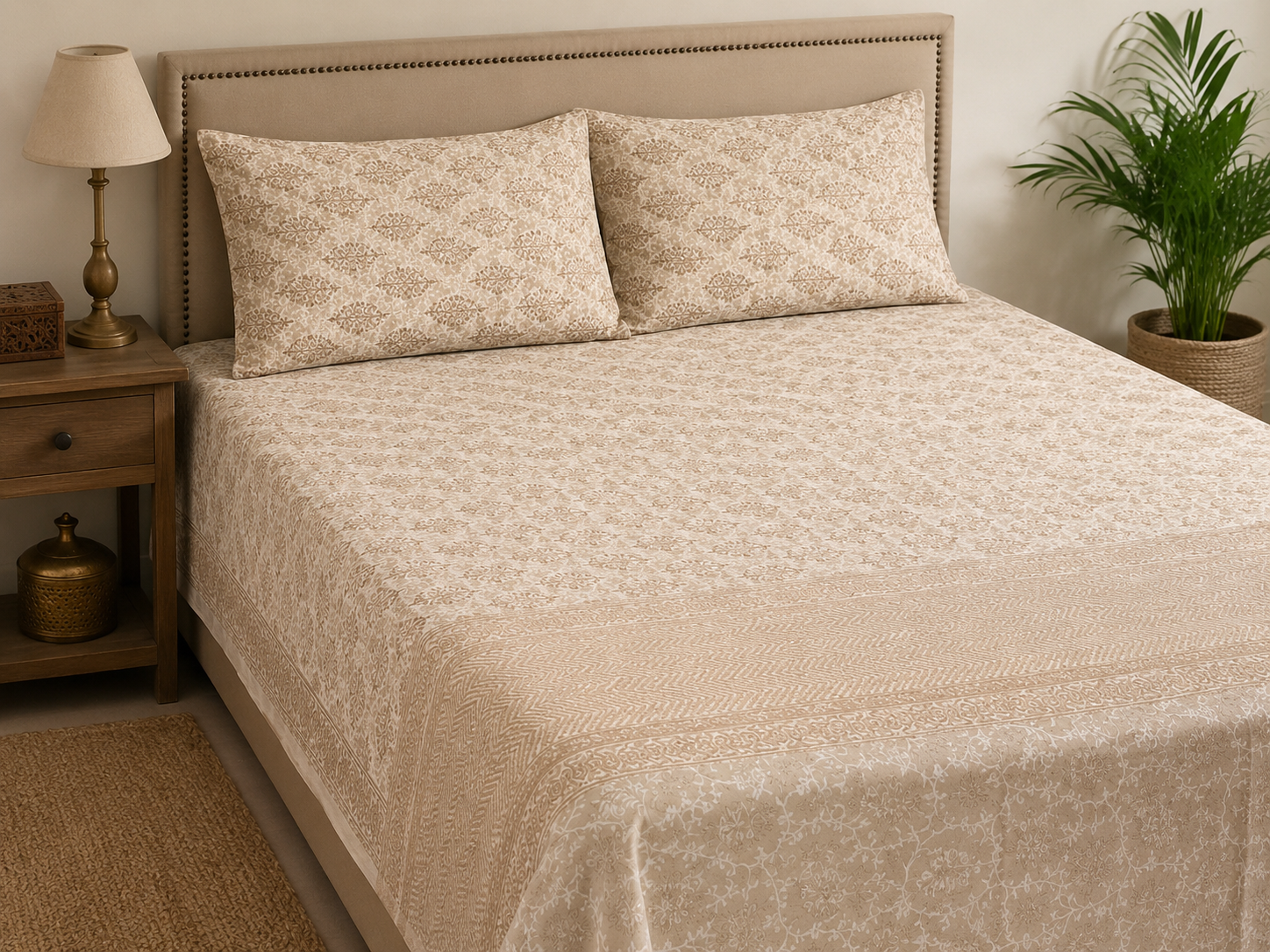 Hand Block Print Cotton Bed Sheet Set 95" x 108" - Matchless Gifts5