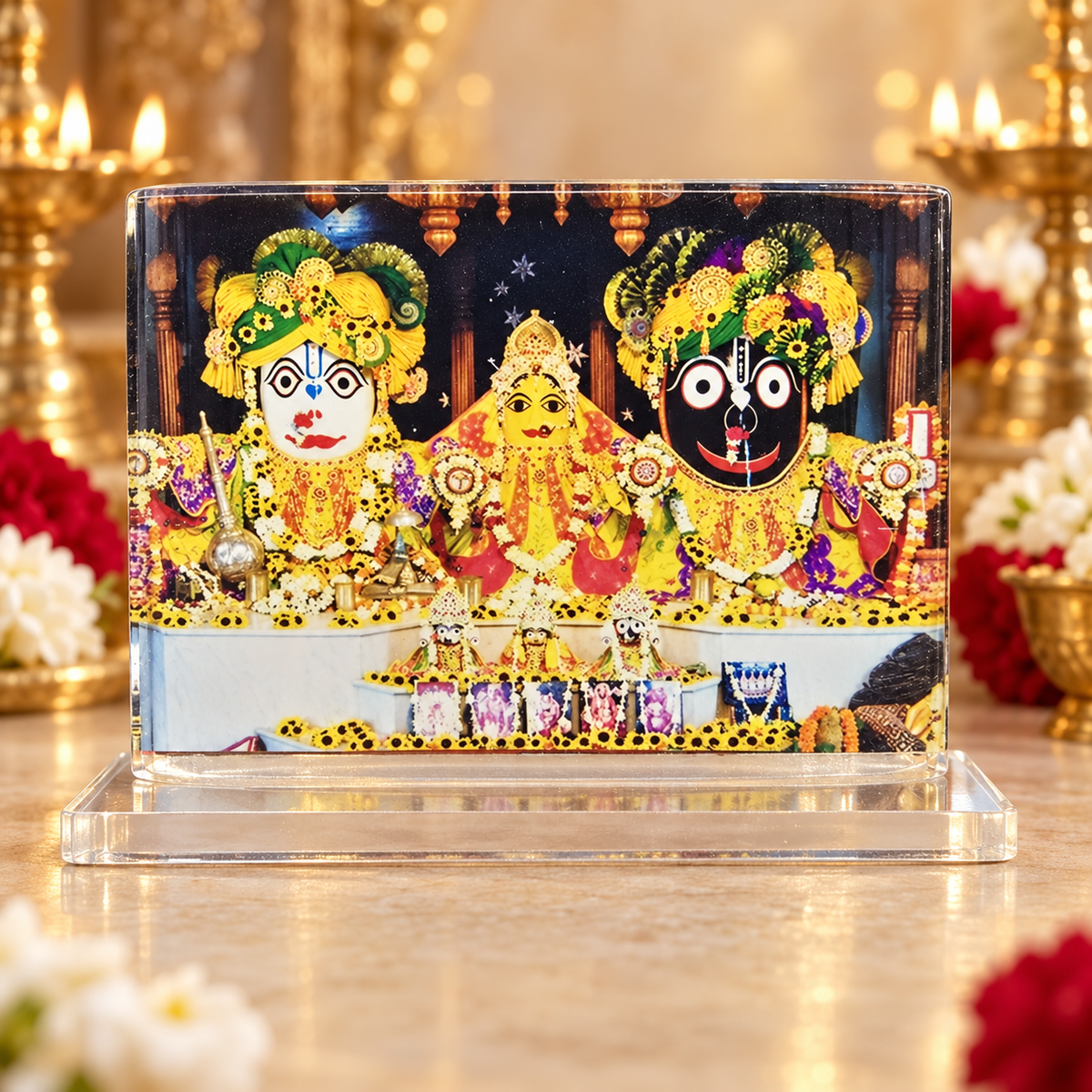 Acrylic Jagannath Balabhadra Subhadra Photo Stand – Choose Your Favorite