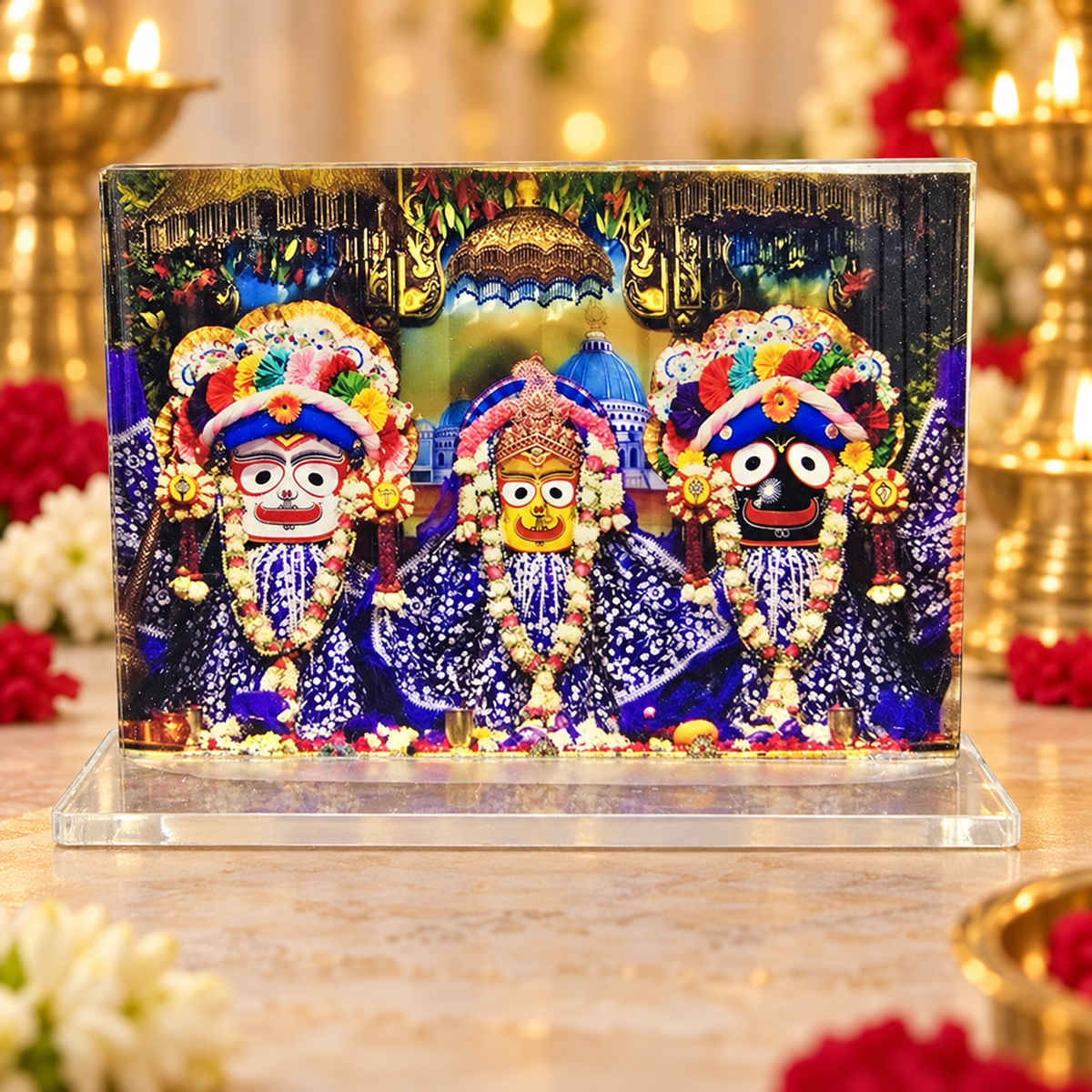 Acrylic Jagannath Balabhadra Subhadra Photo Stand – Choose Your Favorite