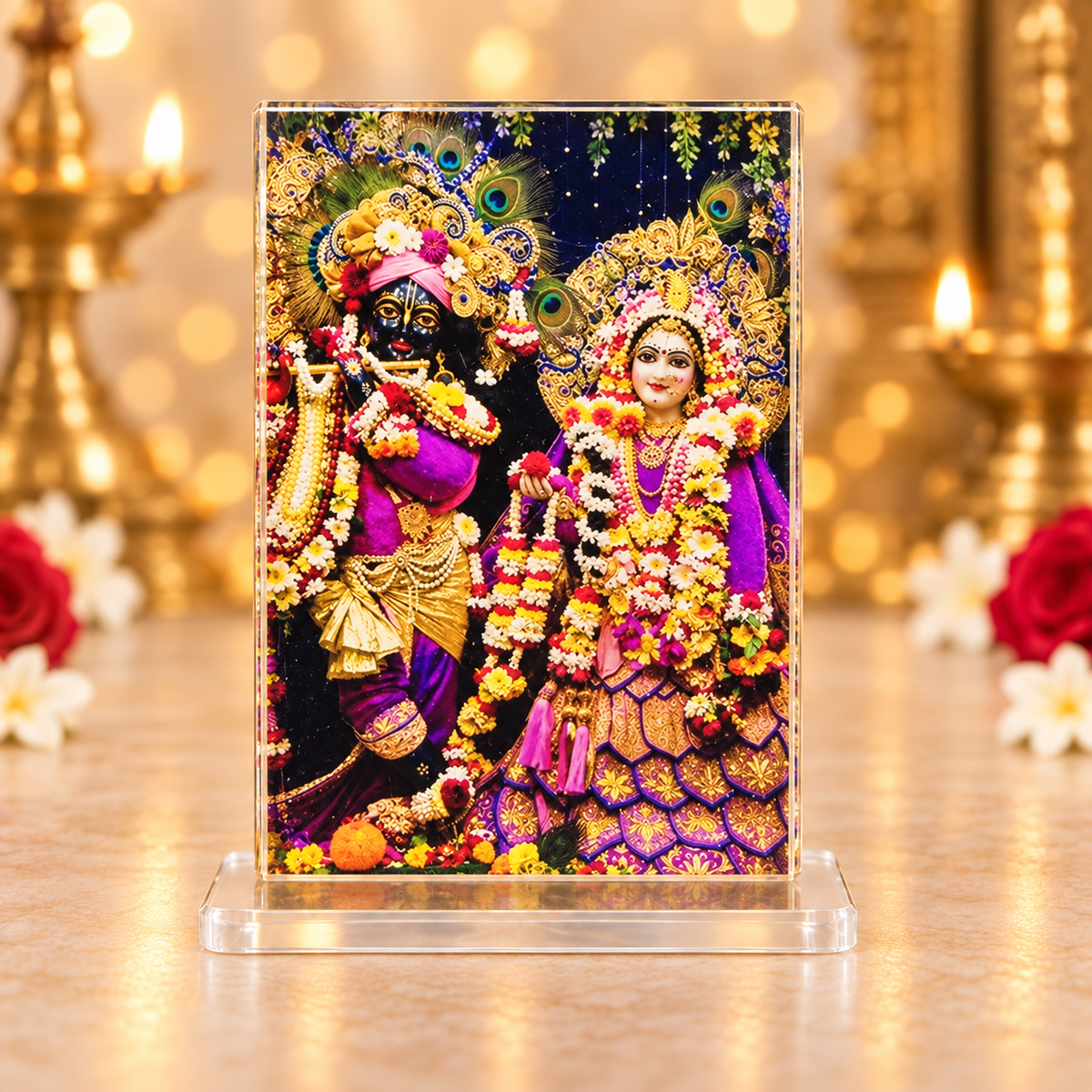 Acrylic Sri Radha Shyamsundar Photo Stand – Choose Your Size