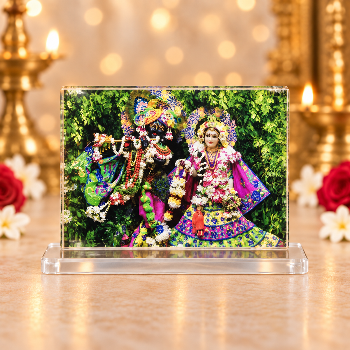 Acrylic Sri Radha Shyamsundar Photo Stand – Choose Your Size