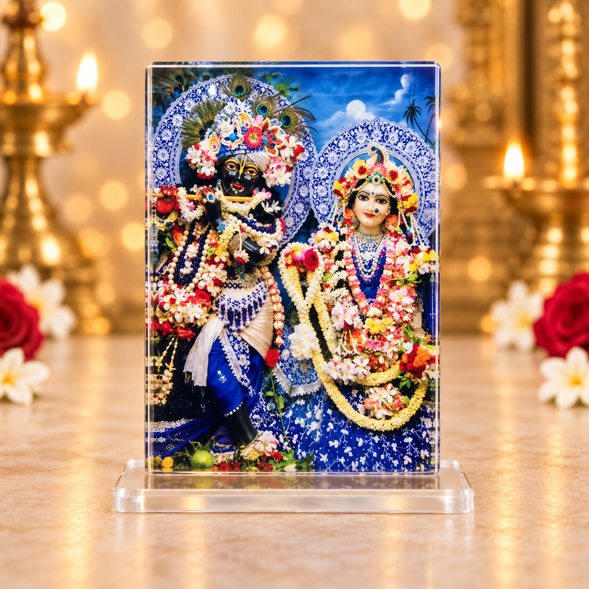 Acrylic Sri Radha Shyamsundar Photo Stand – Choose Your Size