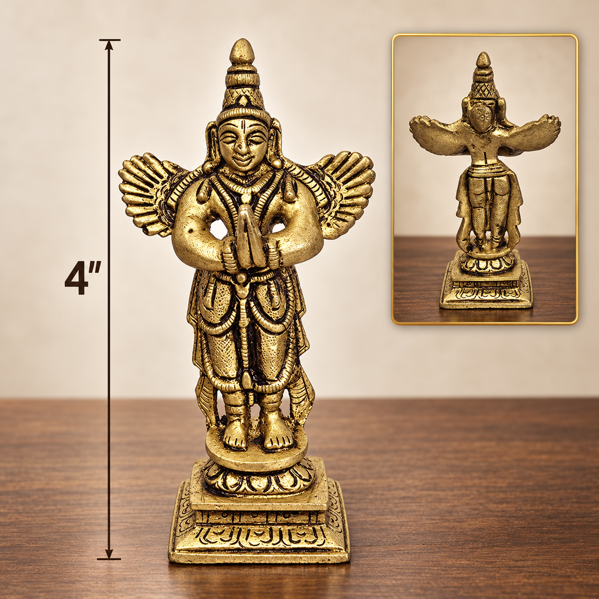 Brass Standing Garuda in Namaskara – 4" & 5.5"