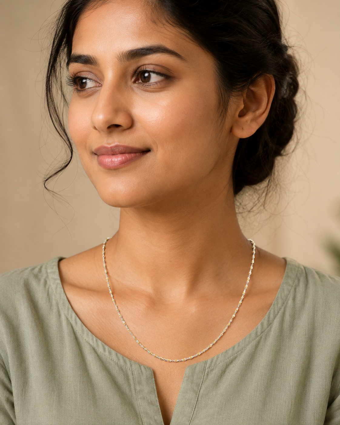 925 Sterling Silver Tulasi Kanthi Mala Neckbeads 2mm