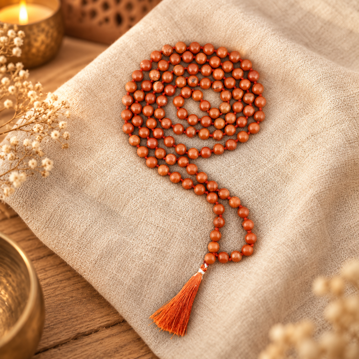 Natural Stone Japa Mala w/ 108 Beads 16"