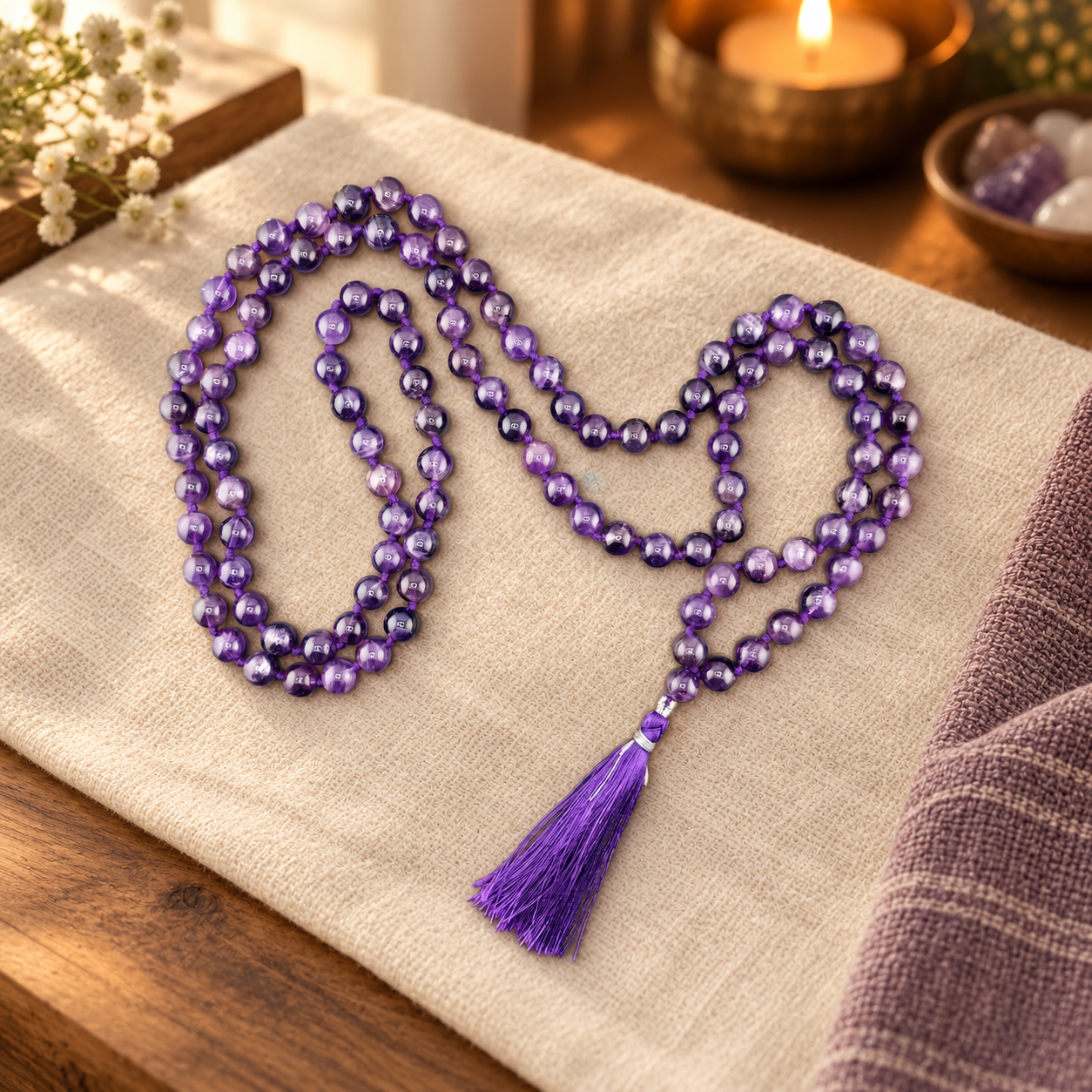 Natural Stone Japa Mala w/ 108 Beads 16"
