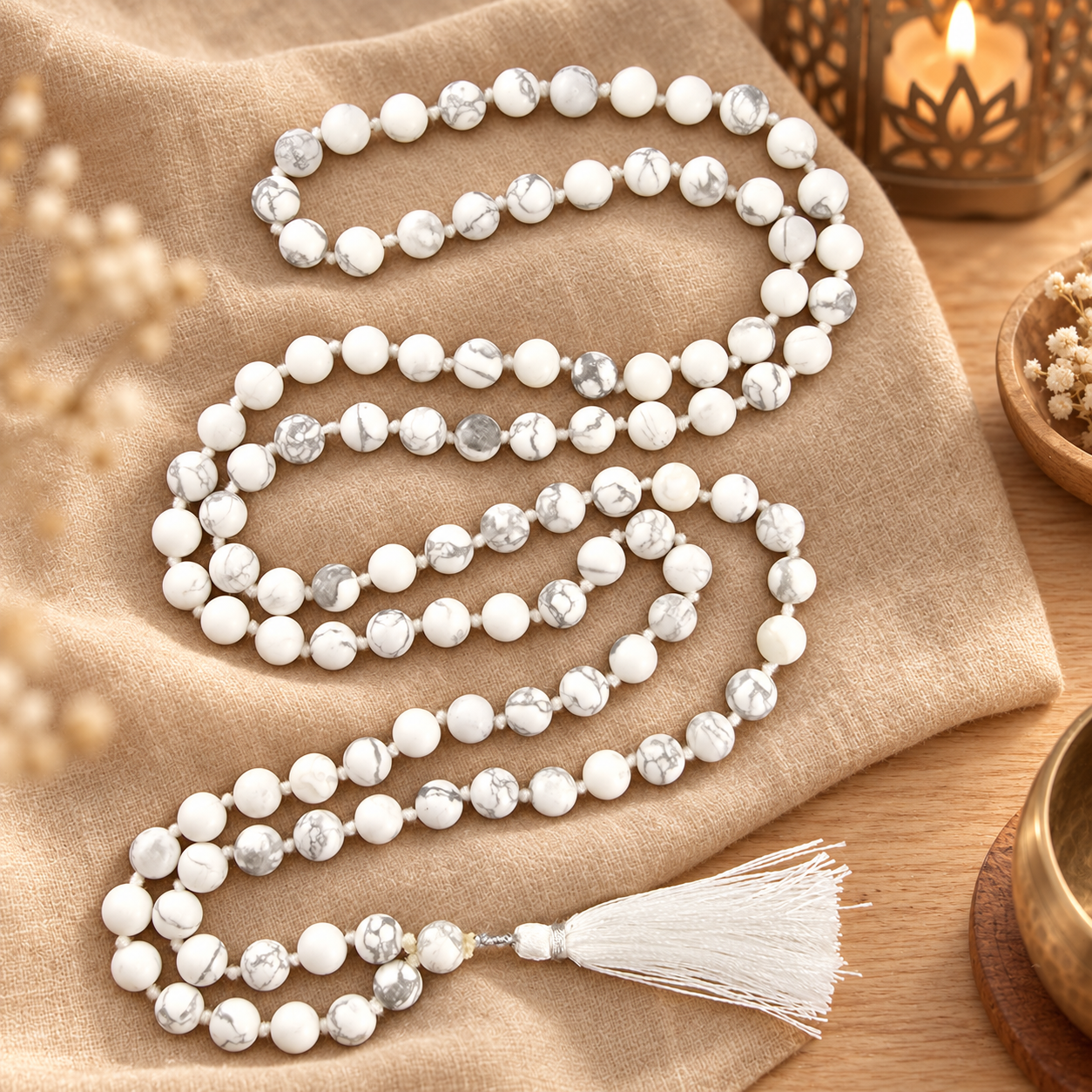 Natural Stone Japa Mala w/ 108 Beads 16"