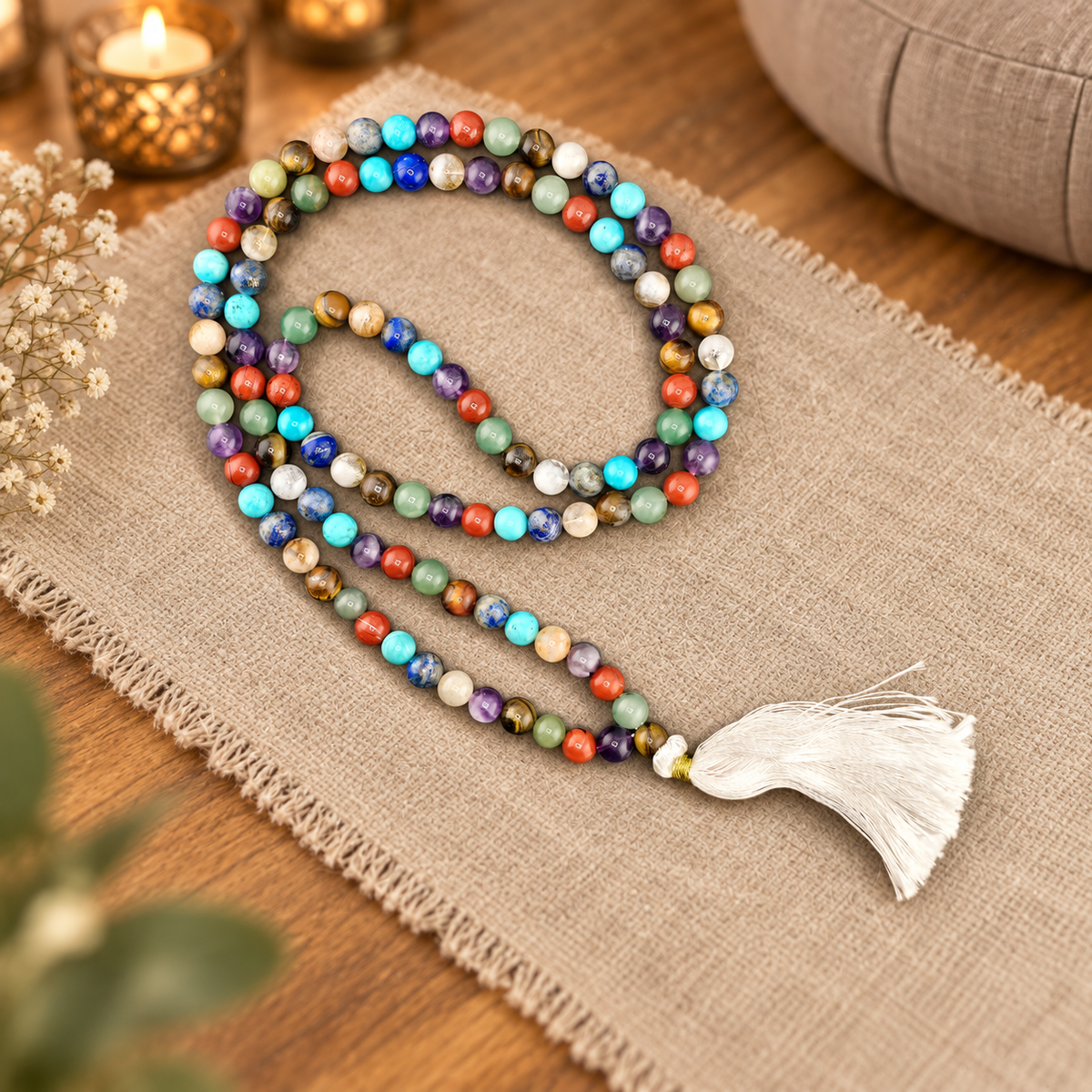 Natural Stone Japa Mala w/ 108 Beads 16"