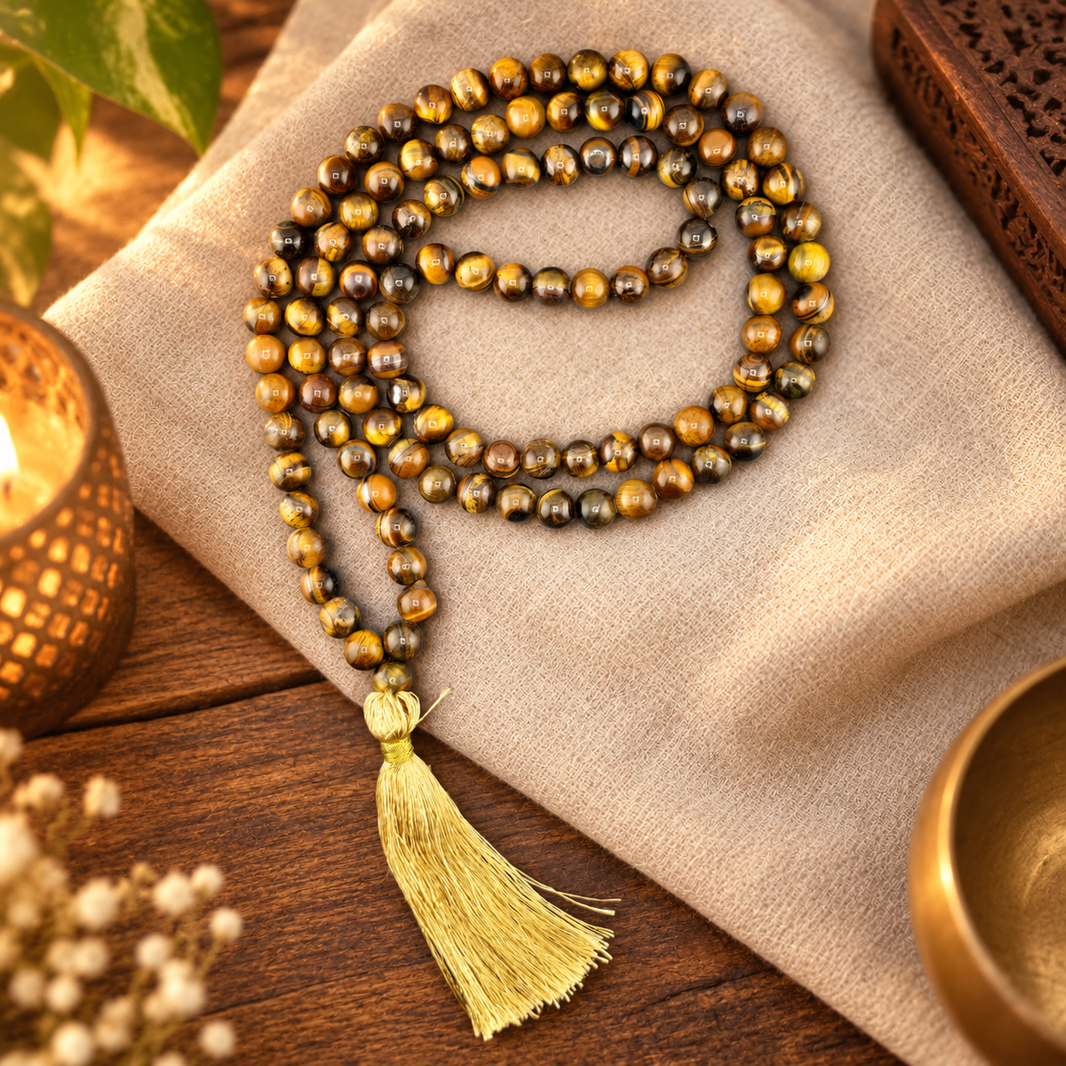 Natural Stone Japa Mala w/ 108 Beads 16"