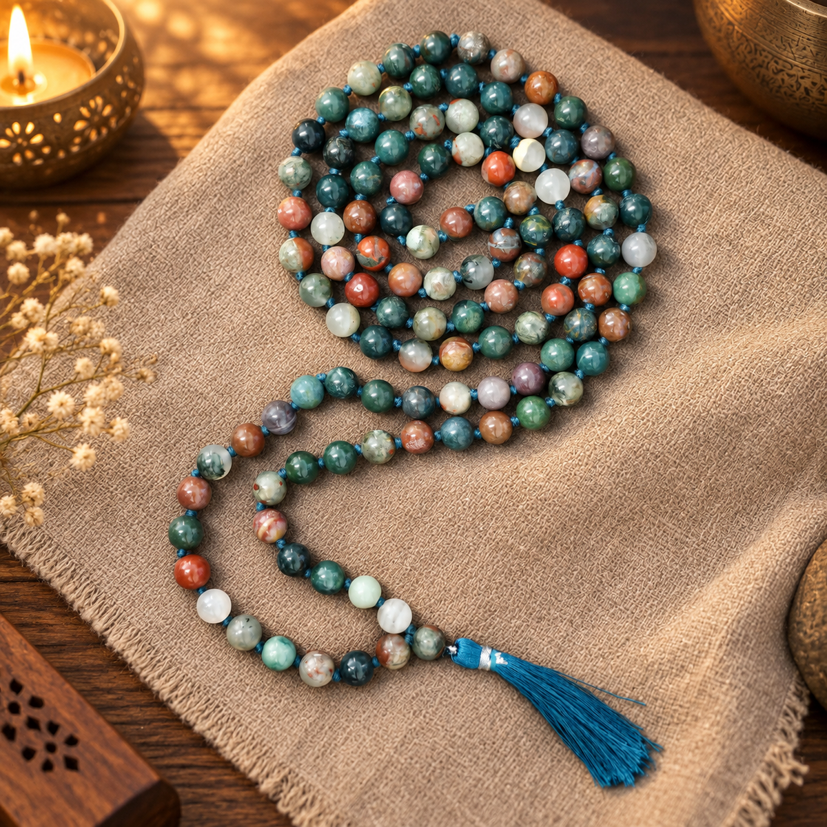Natural Stone Japa Mala w/ 108 Beads 16"
