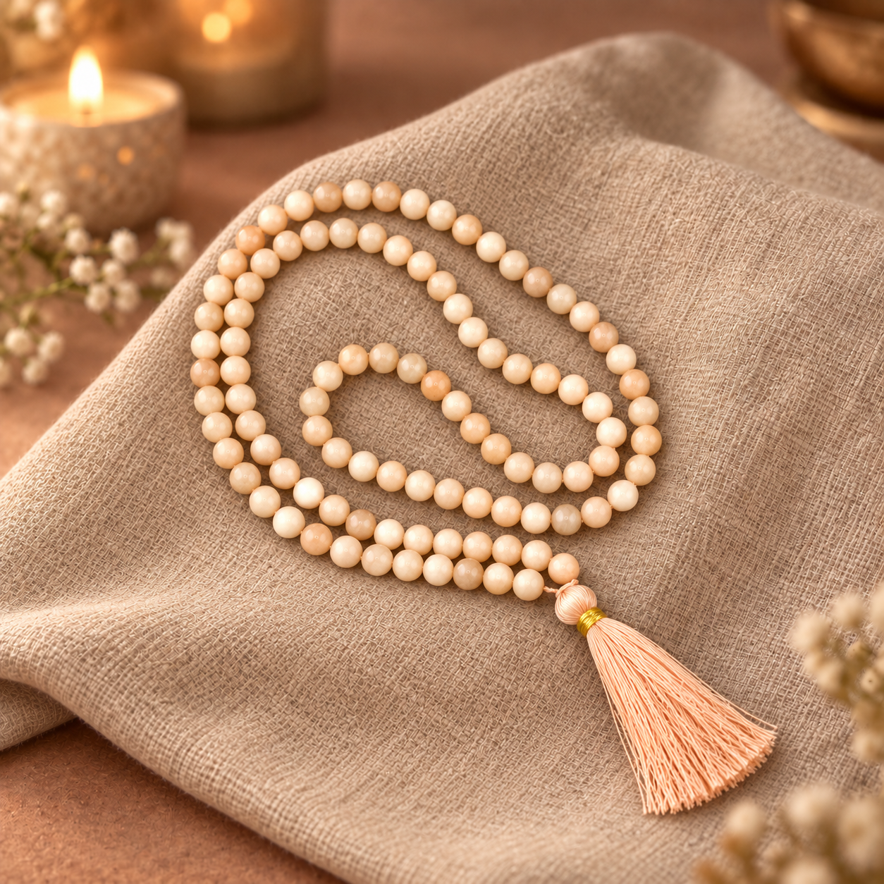 Natural Stone Japa Mala w/ 108 Beads 16"