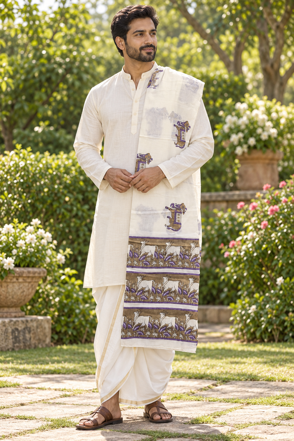 Govardhana Surabhi Cows - Cotton Chadar