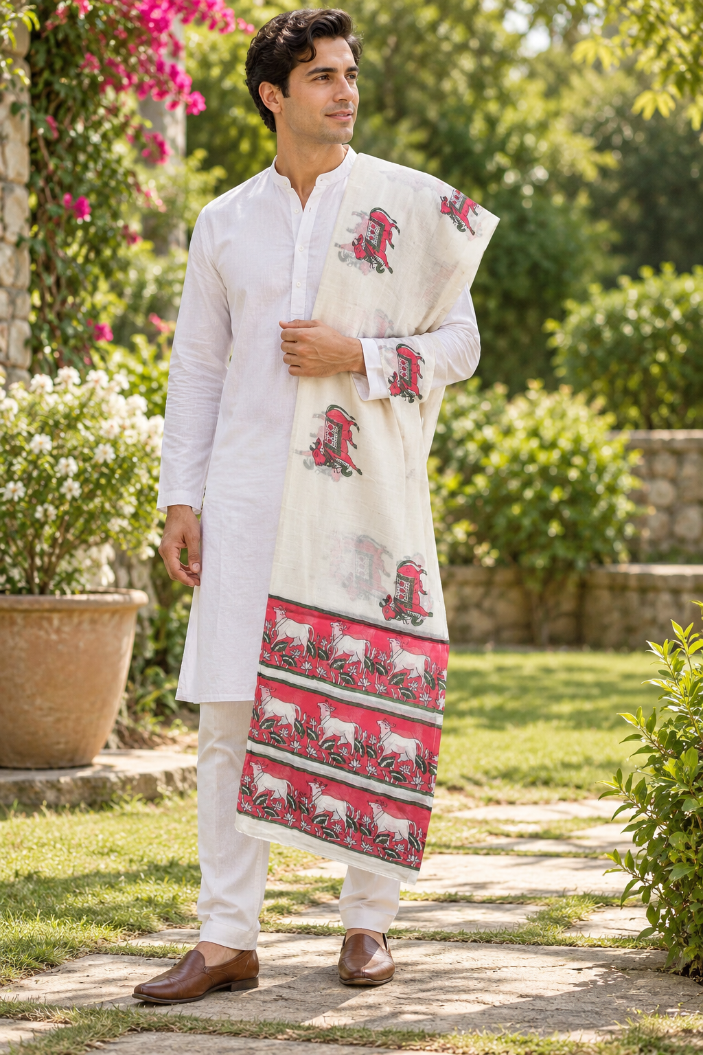 Govardhana Surabhi Cows - Cotton Chadar