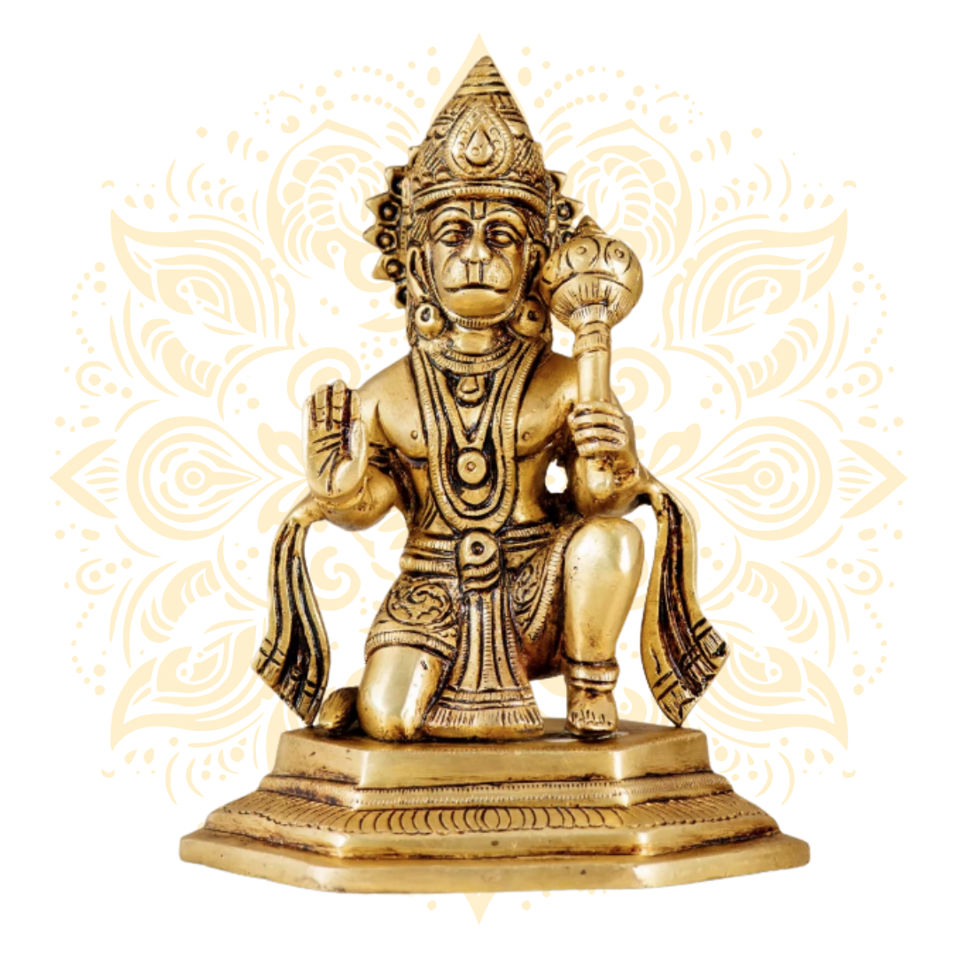 Brass Hanuman Kneeling Murti 6.5" - Matchless Gifts1