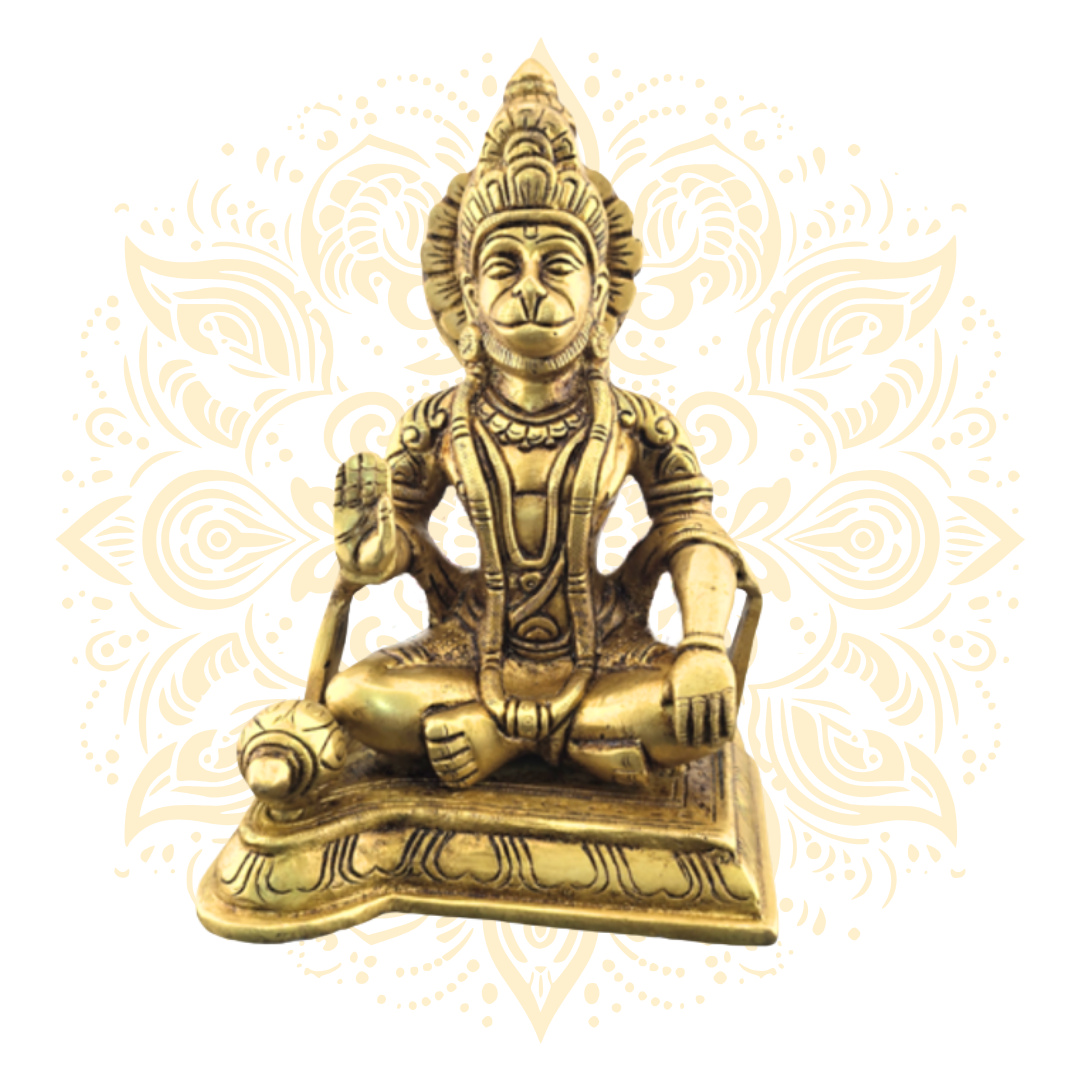 Brass Hanuman Sitting 6.5"