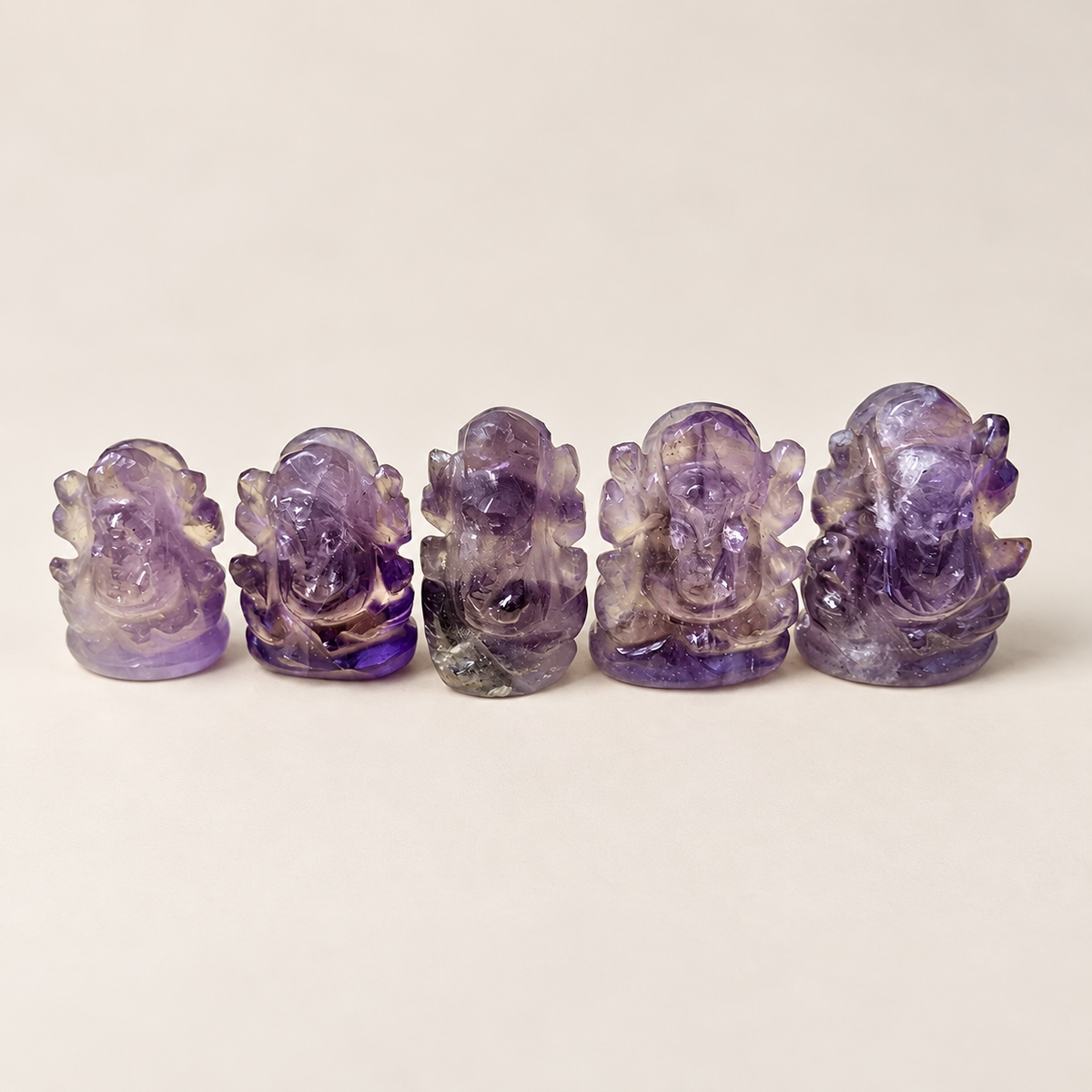 Hand Carved Amethyst Pocket Ganesh - Choose your size