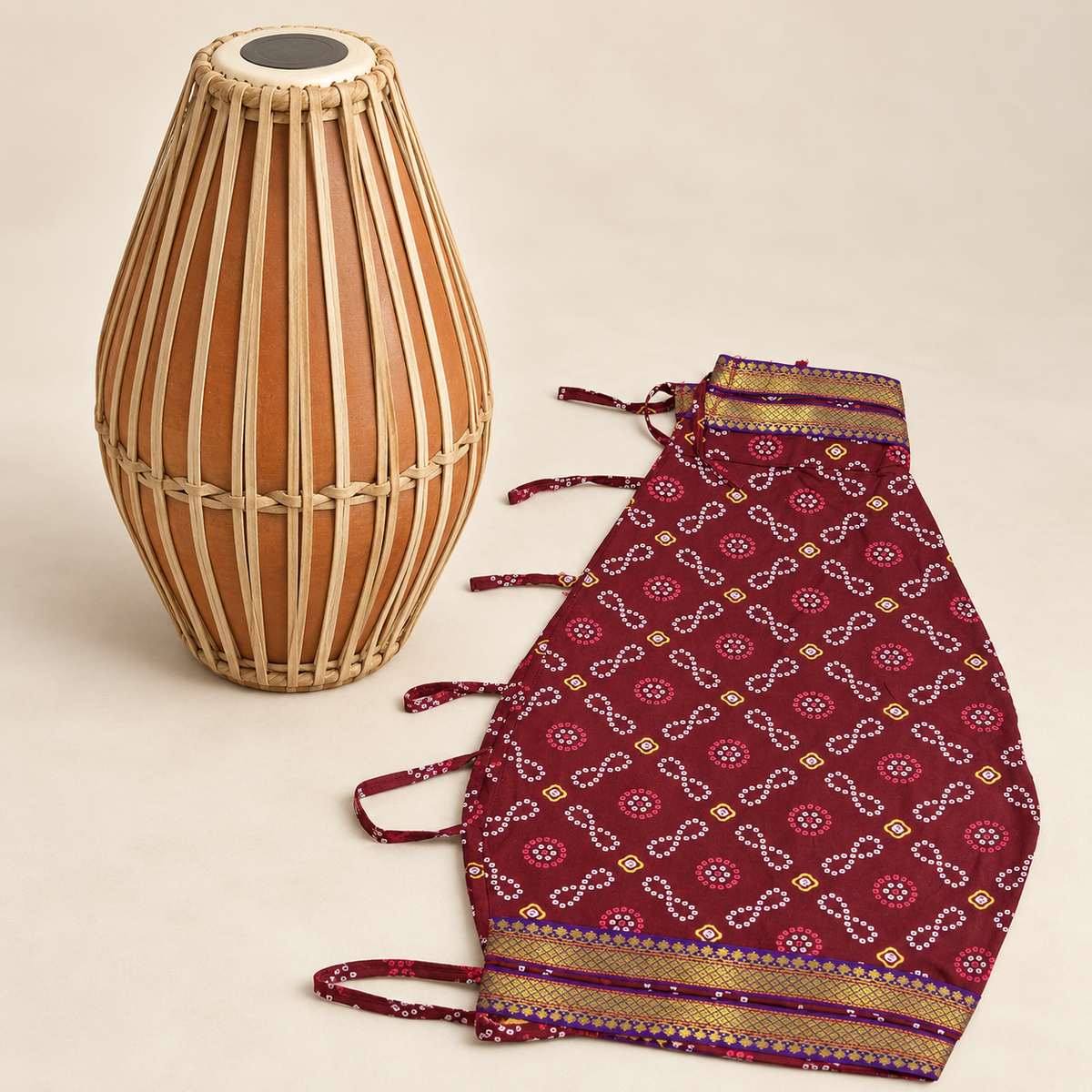 Patterned Mridanga Cover – 21" | Fits All Adult Clay Mridangas