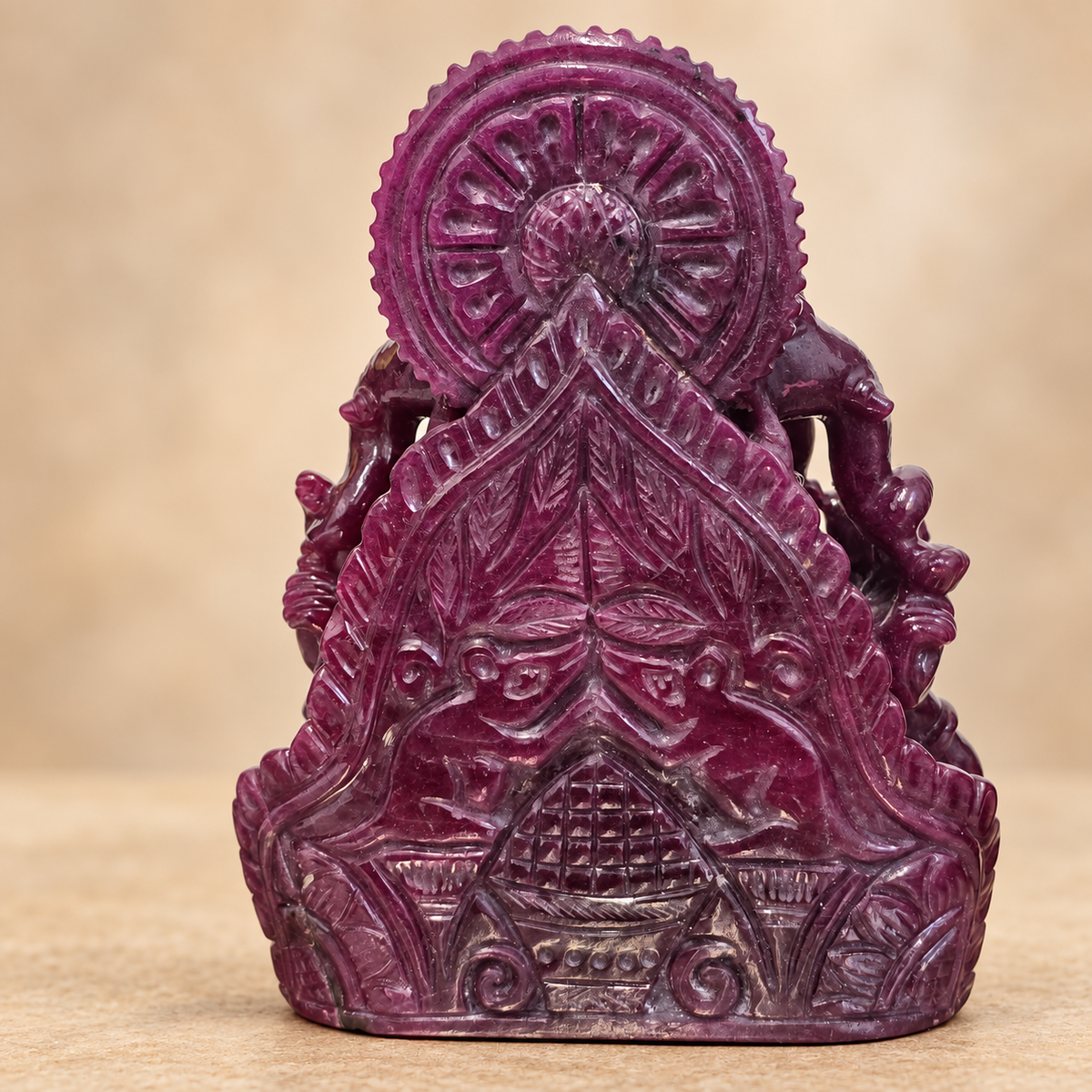 Hand-Carved Natural Ruby Ganesh Murti – 3.75"