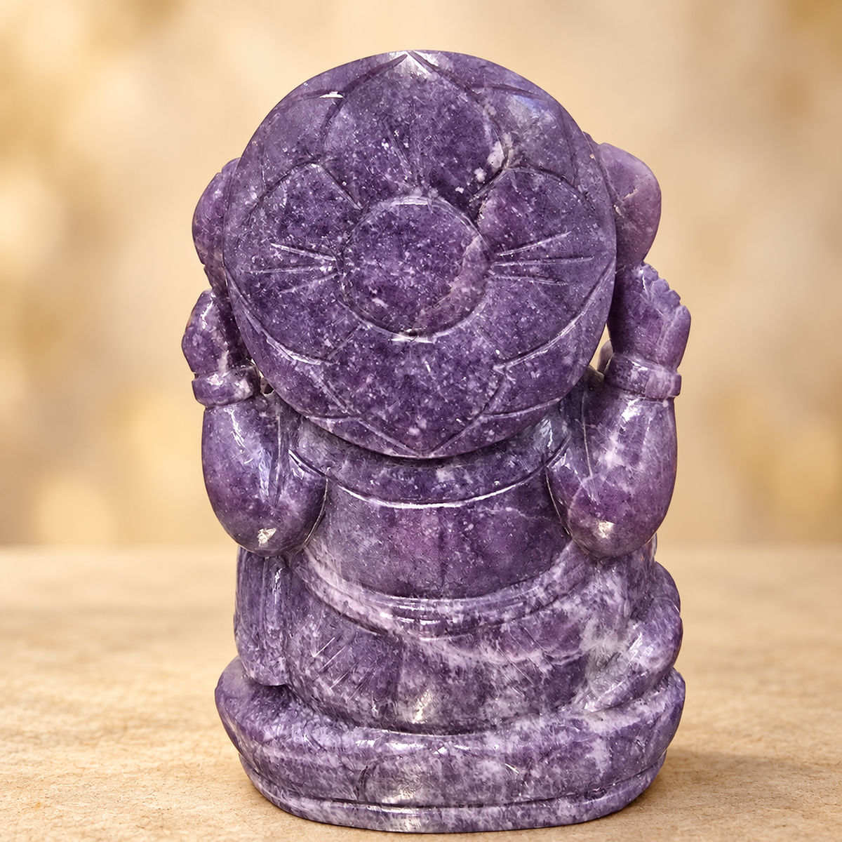 Hand-Carved Natural Lapidolita (Purple Mica) Ganesh Murti –  6"