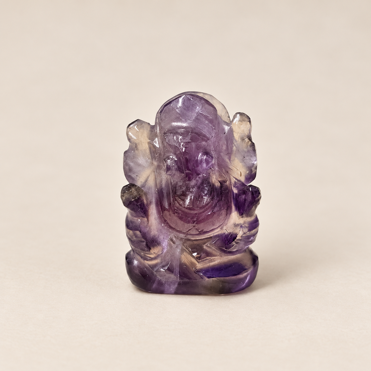 Hand Carved Amethyst Pocket Ganesh - Choose your size