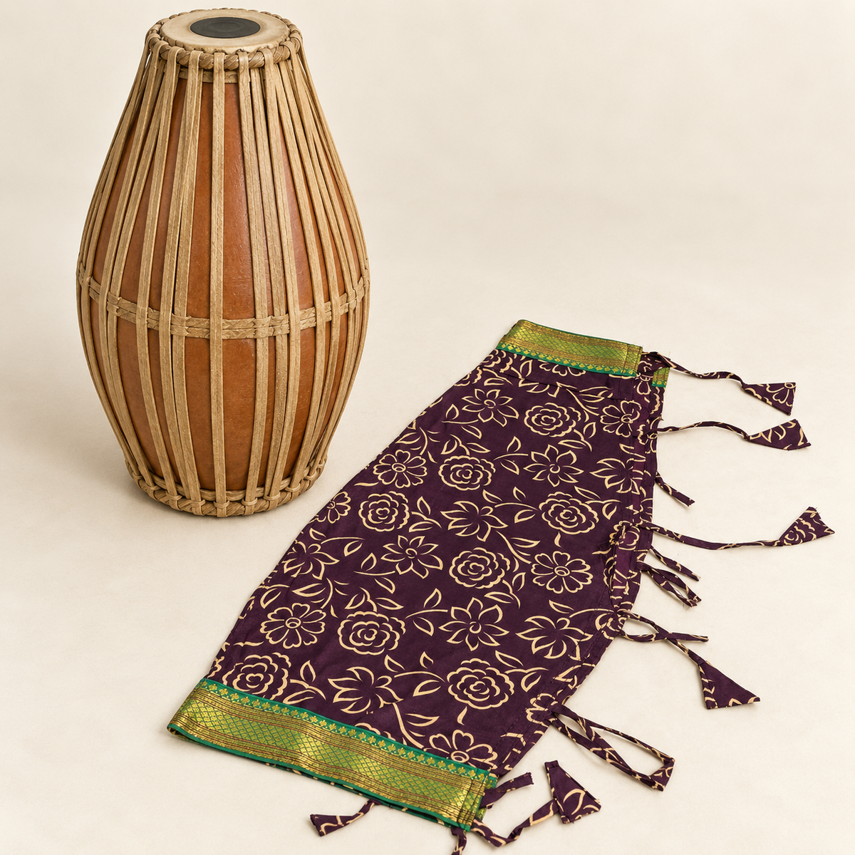 Patterned Mridanga Cover – 21" | Fits All Adult Clay Mridangas