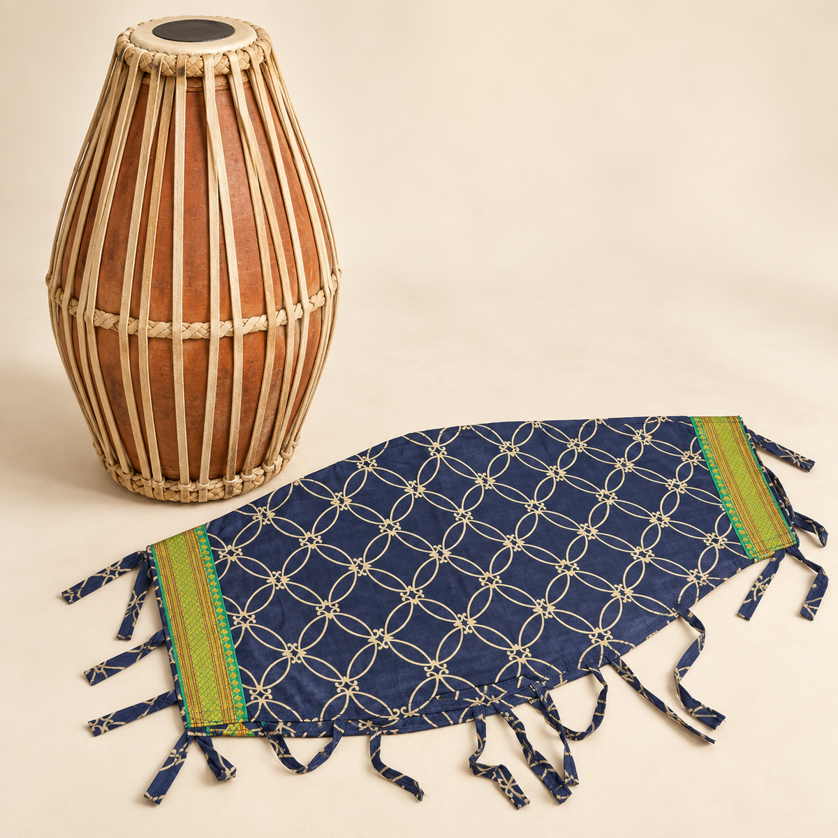 Patterned Mridanga Cover – 21" | Fits All Adult Clay Mridangas