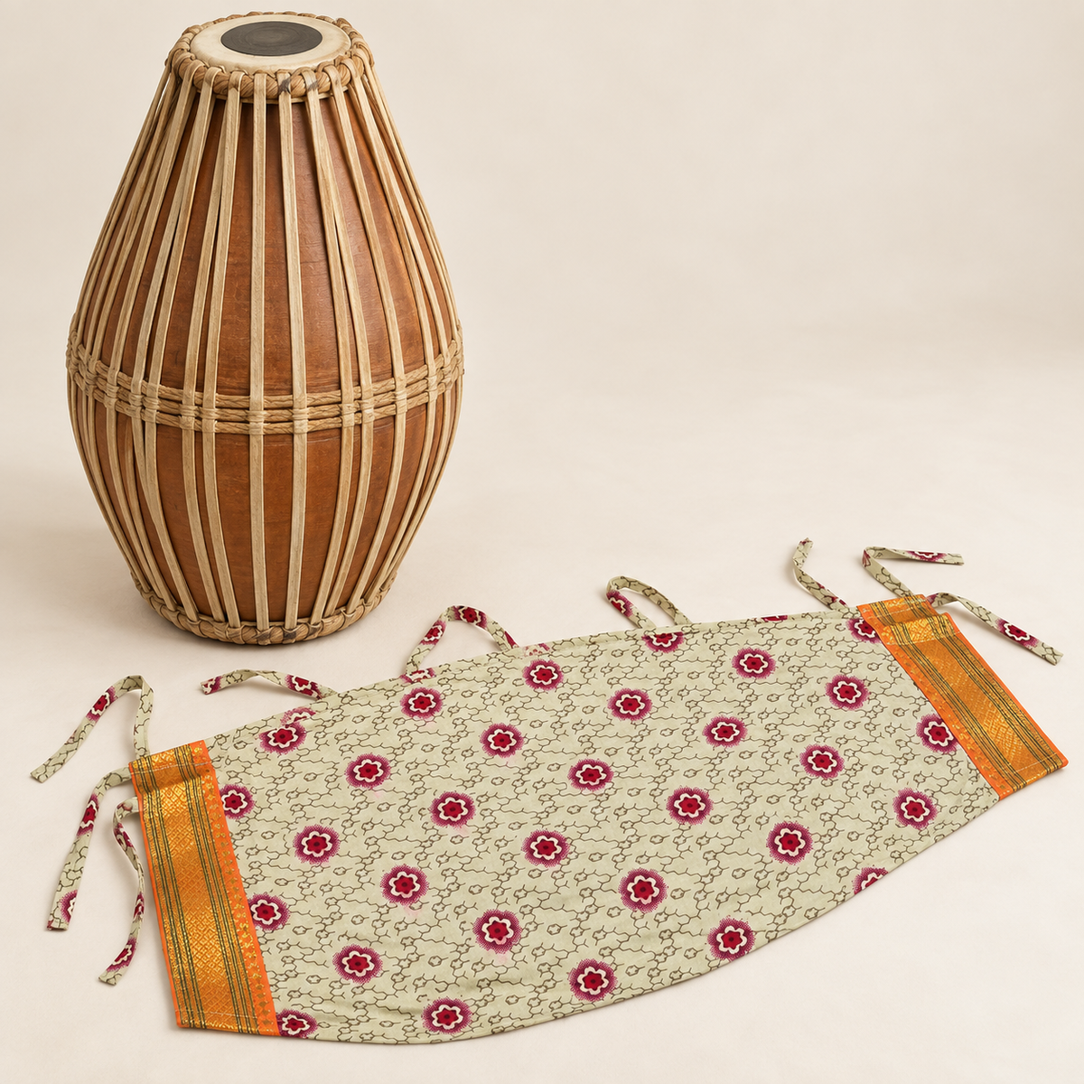 Patterned Mridanga Cover – 21" | Fits All Adult Clay Mridangas