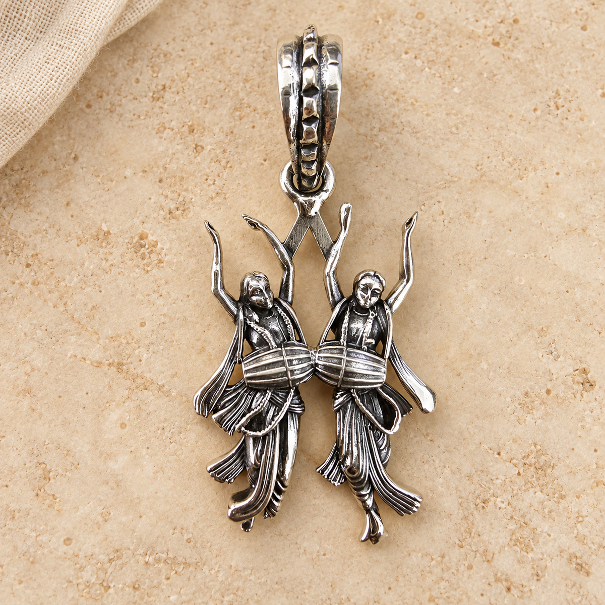 925 Sterling Silver Sri Gaura Nitai Pendant
