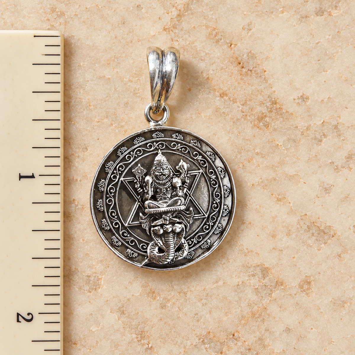 925 Sterling Silver Narasimha Yantra - Sacred Protection Pendant