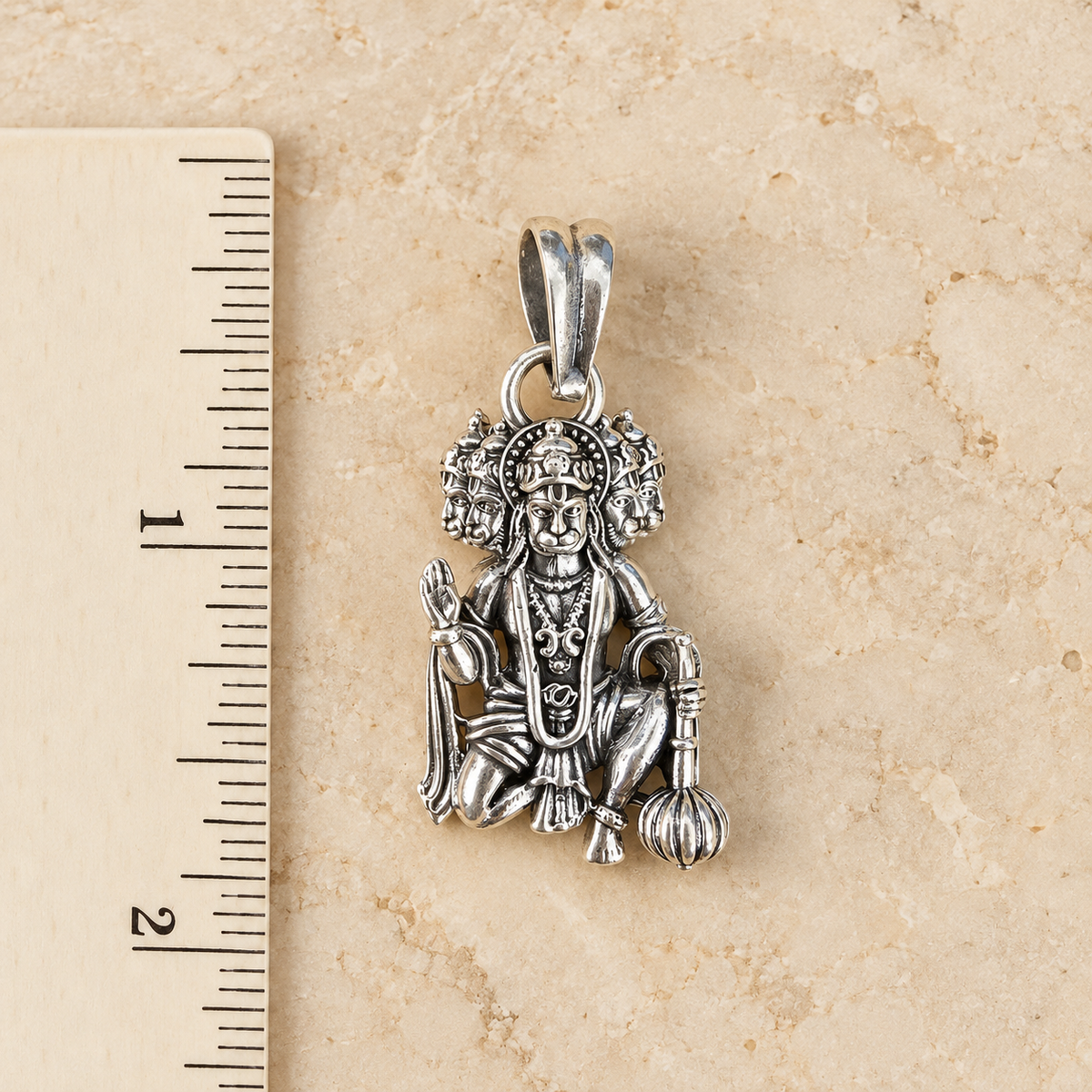 925 Sterling Silver Panchamukhi Hanuman Pendant