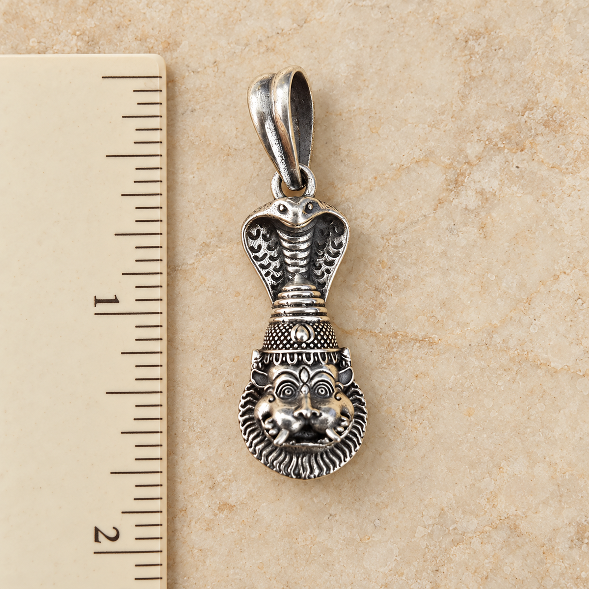 925 Sterling Silver Narasimha & Naga Pendant