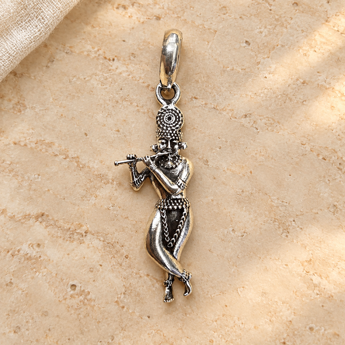925 Sterling Silver Krishna Flute Pendant