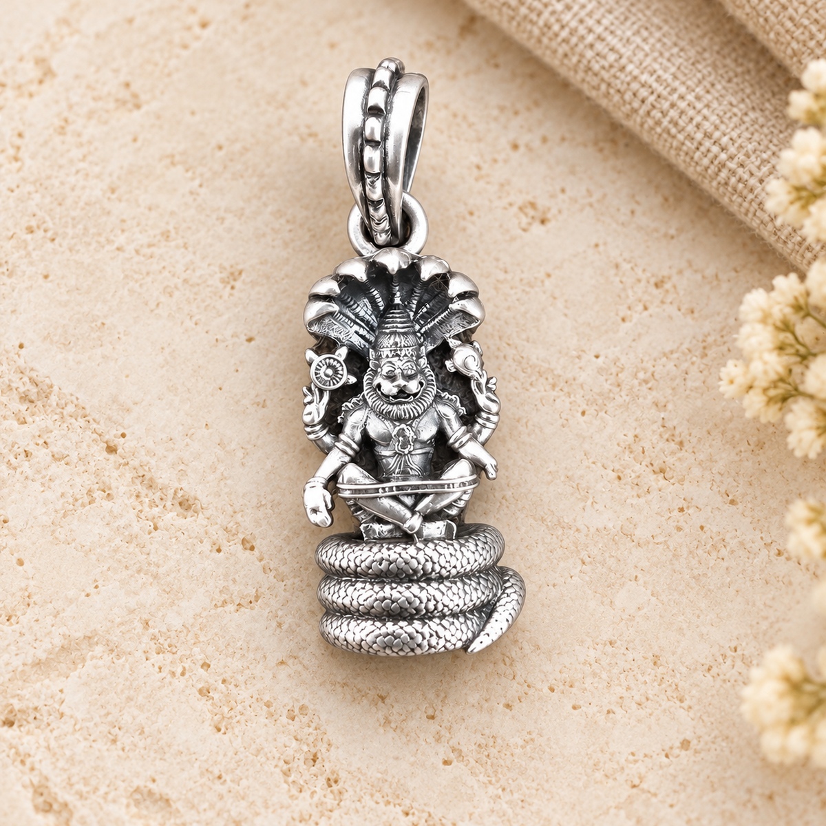 925 Sterling Silver Narasimha Pendant