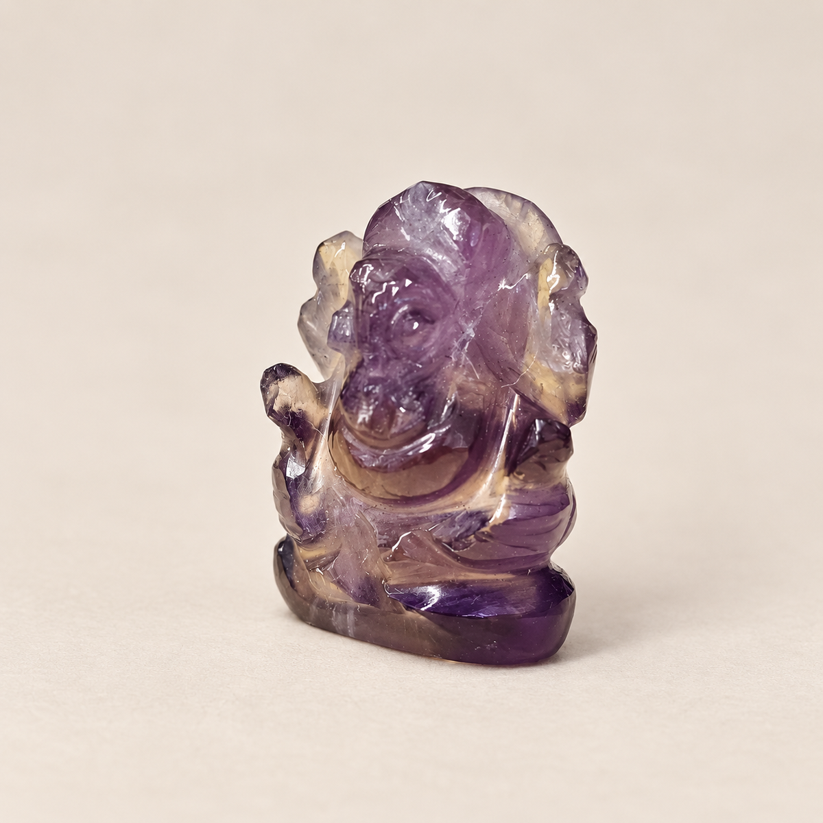 Hand Carved Amethyst Pocket Ganesh - Choose your size