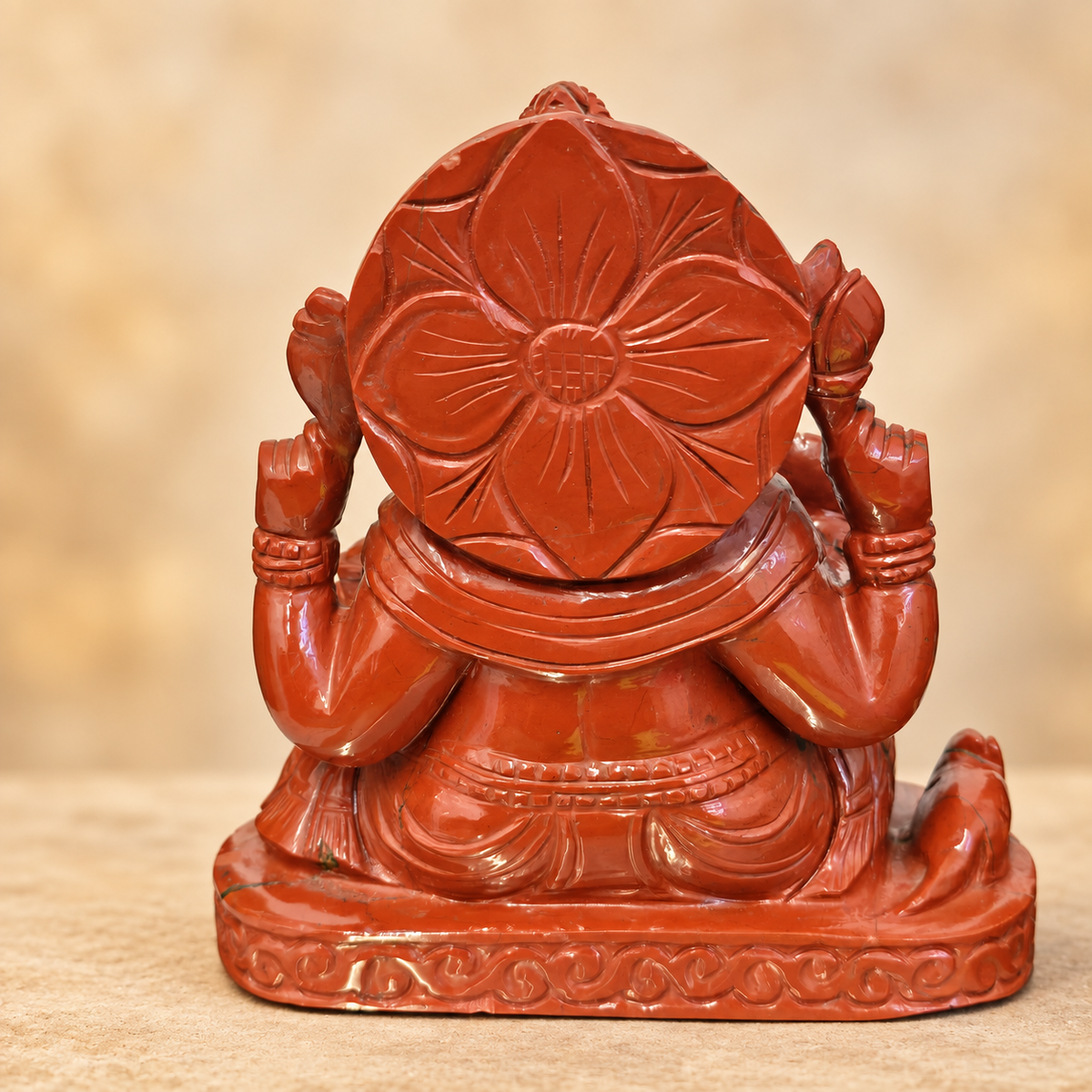 Hand-Carved Natural Red Jasper Ganesh Murti –  5.5"