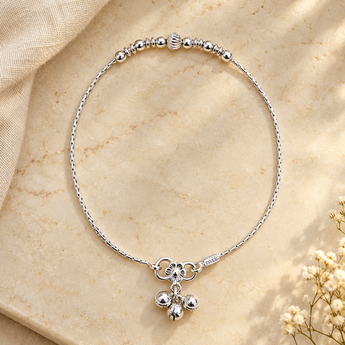 925 Sterling Silver Anklet  | Traditional Indian Jewelry 10"