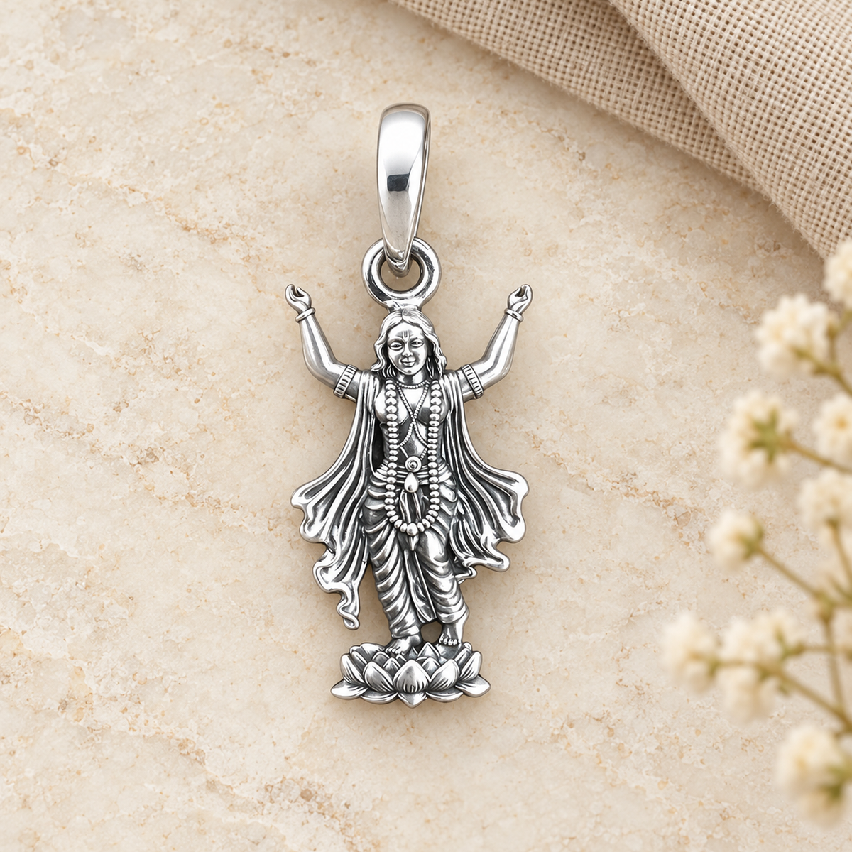925 Sterling Silver Lord Caitanya Pendant