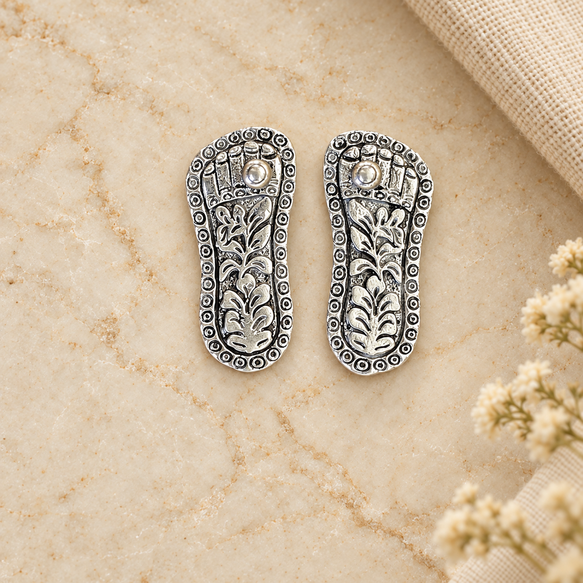 925 Sterling Silver Charan Paduka - 3 Sizes
