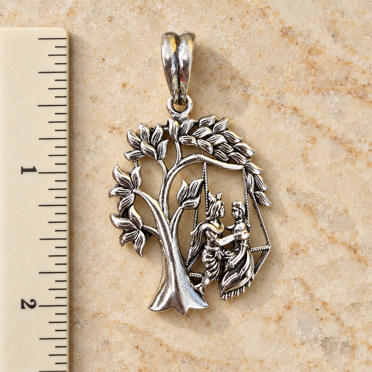 925 Sterling Silver Radha Krishna on the Divine Swing