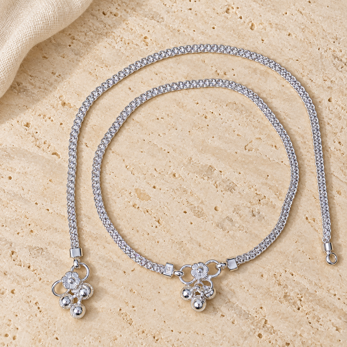 925 Sterling Silver 925 Sterling Silver Anklet | Traditional Indian Jewelry 10.5"