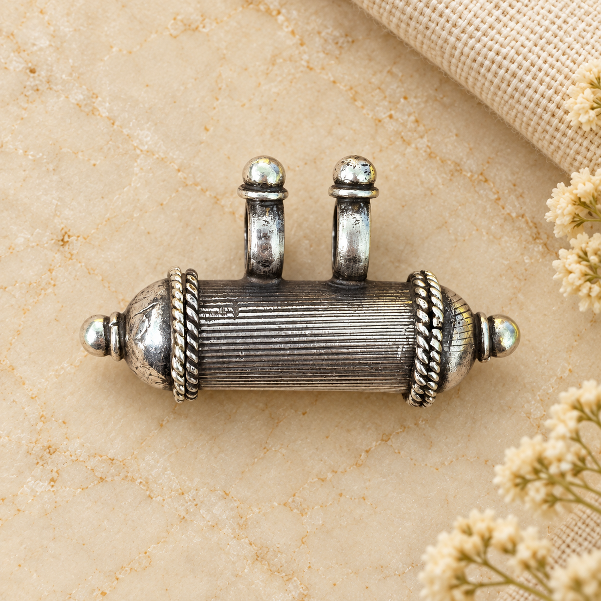 925 Sterling Silver Narasimha Kavach Carved Lines