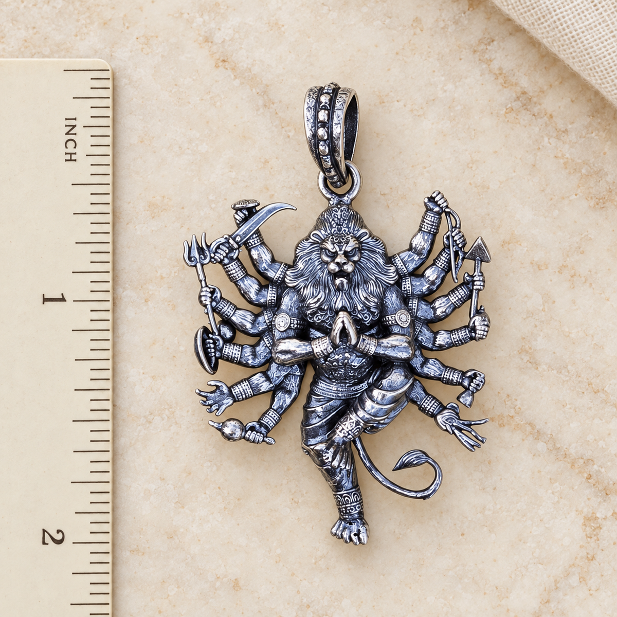 925 Sterling Silver Antique Lord Narasimha Pendant