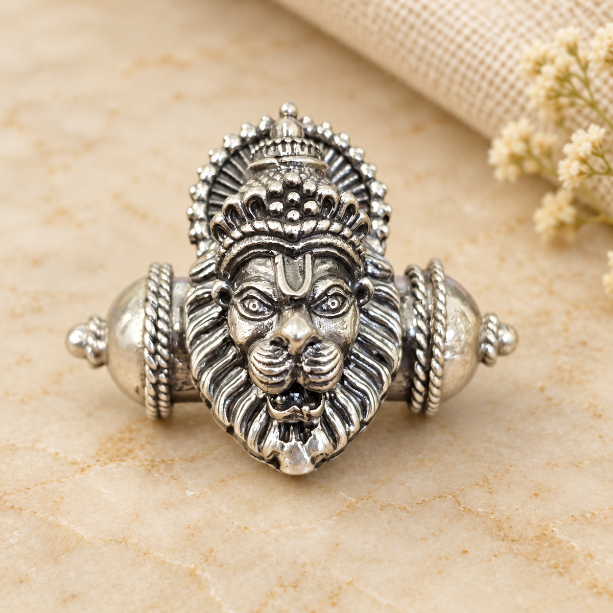 925 Sterling Silver Narasimha Kavach Head – Two Sizes