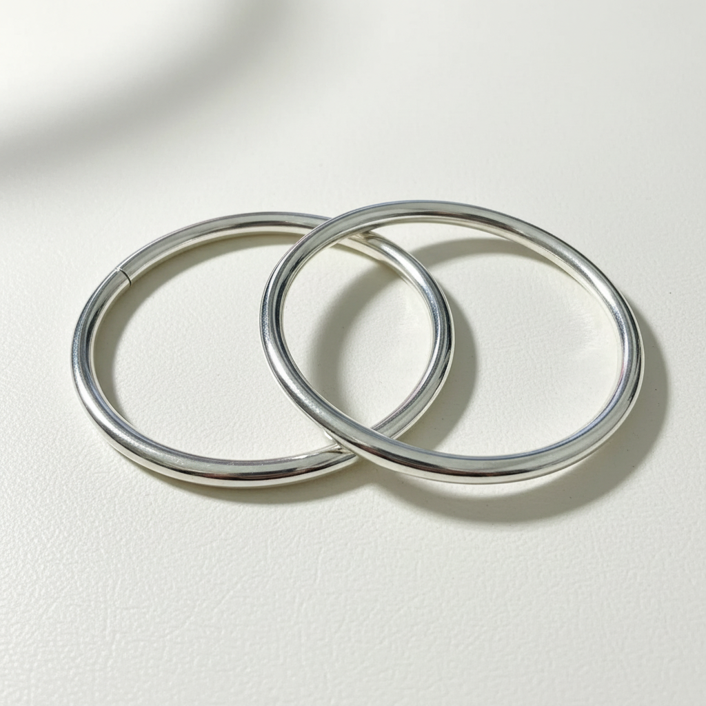 925 Sterling Silver Bangle Set of 2 | 2.5" Diameter