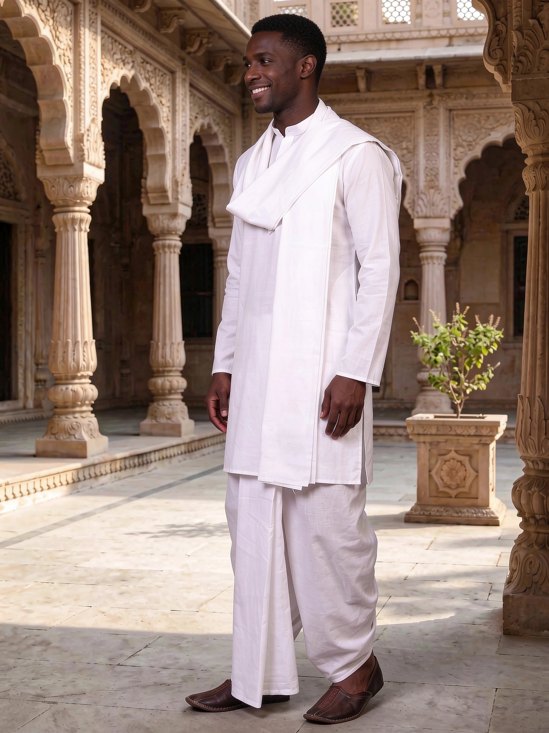 Jute White Dhoti | Traditional Natural Fiber Dhoti for Temple & Devotional Wear