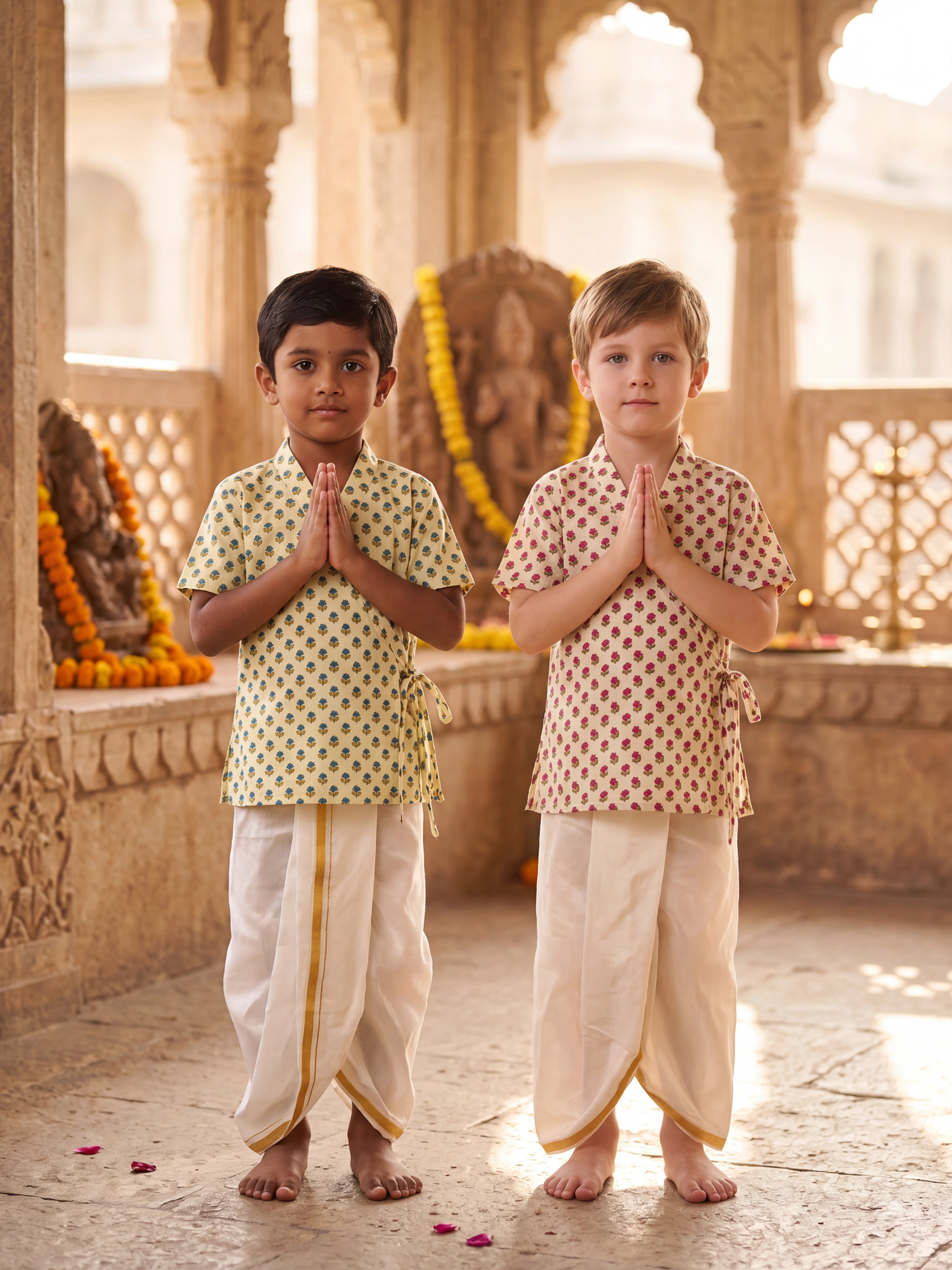 Kids Bagalbandi Kurta w/ Floral Designs