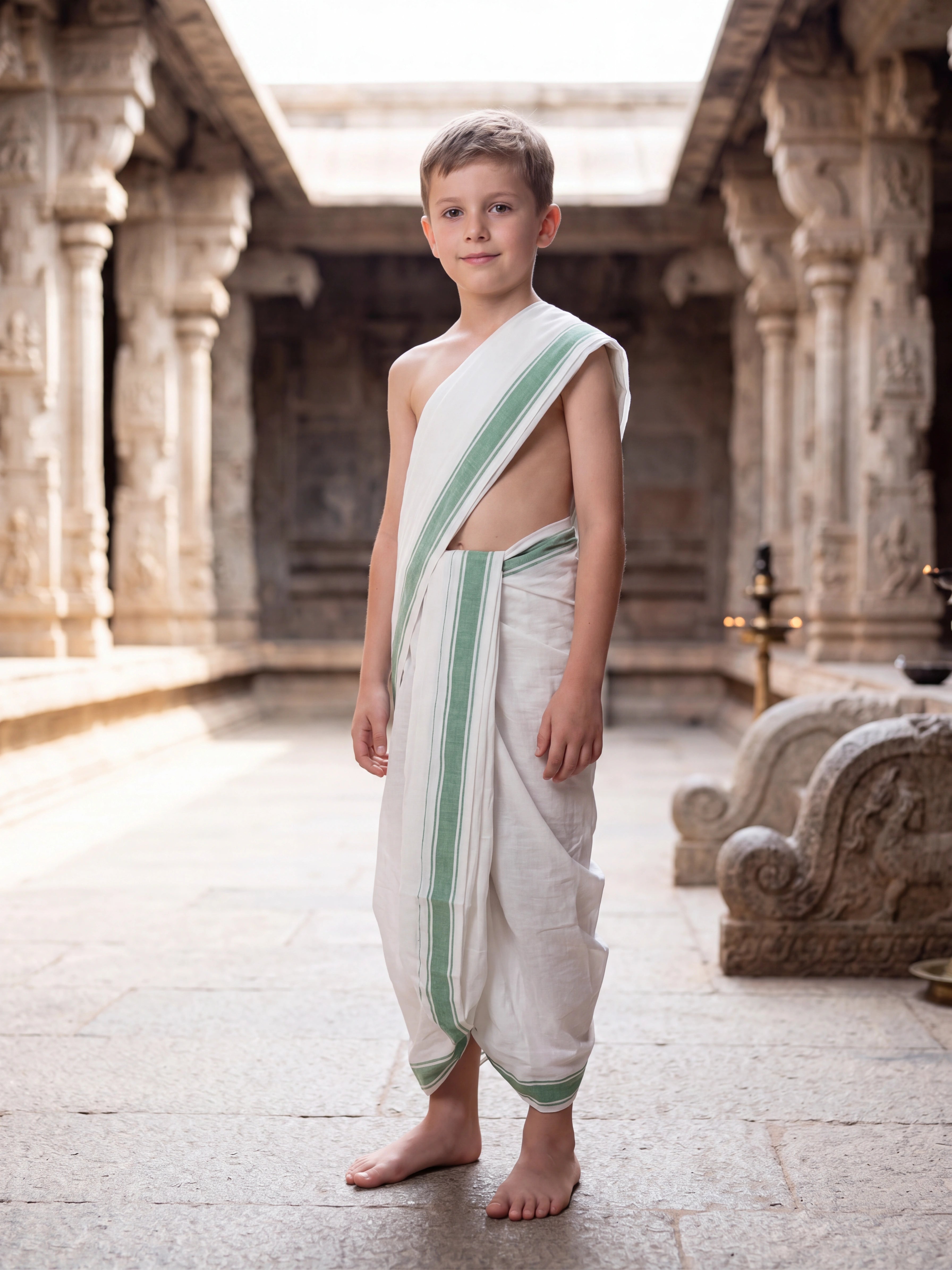 Kids Ready-Made Cotton Dhoti w/ Tie Strings