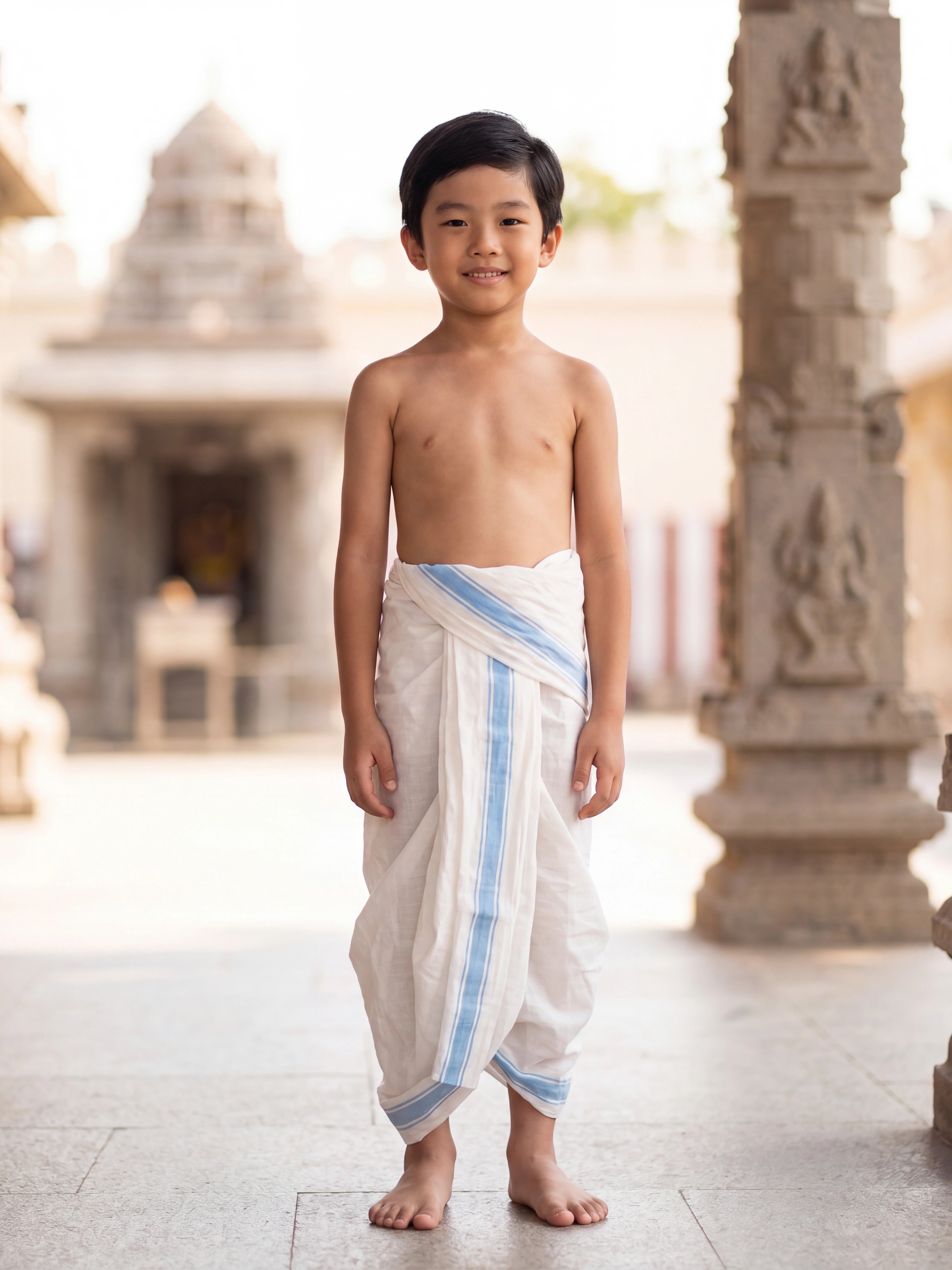 Kids Ready-Made Cotton Dhoti w/ Tie Strings